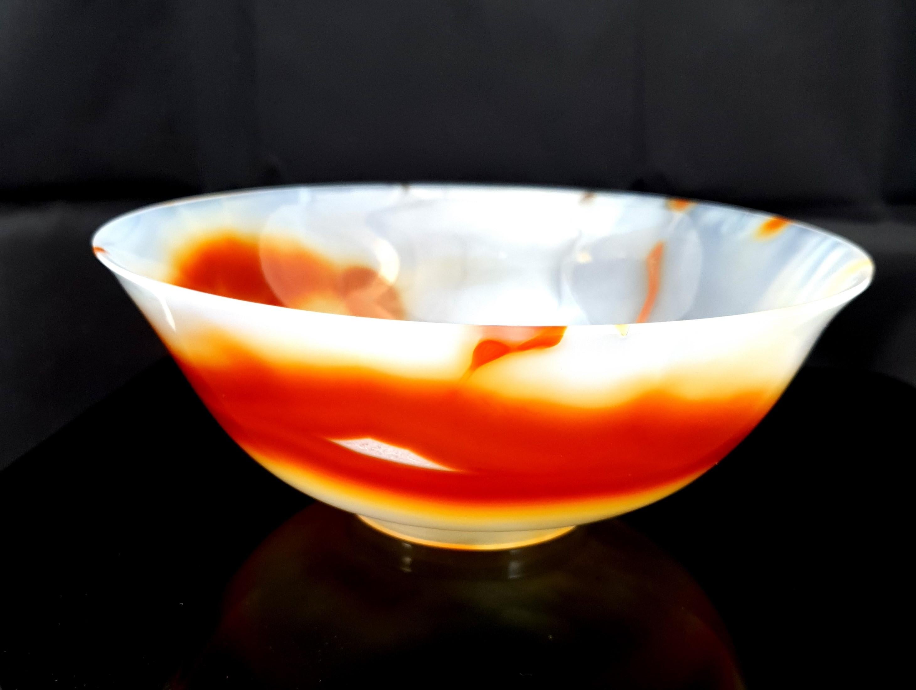Red Orange Banded Agate Bowl For Sale 2