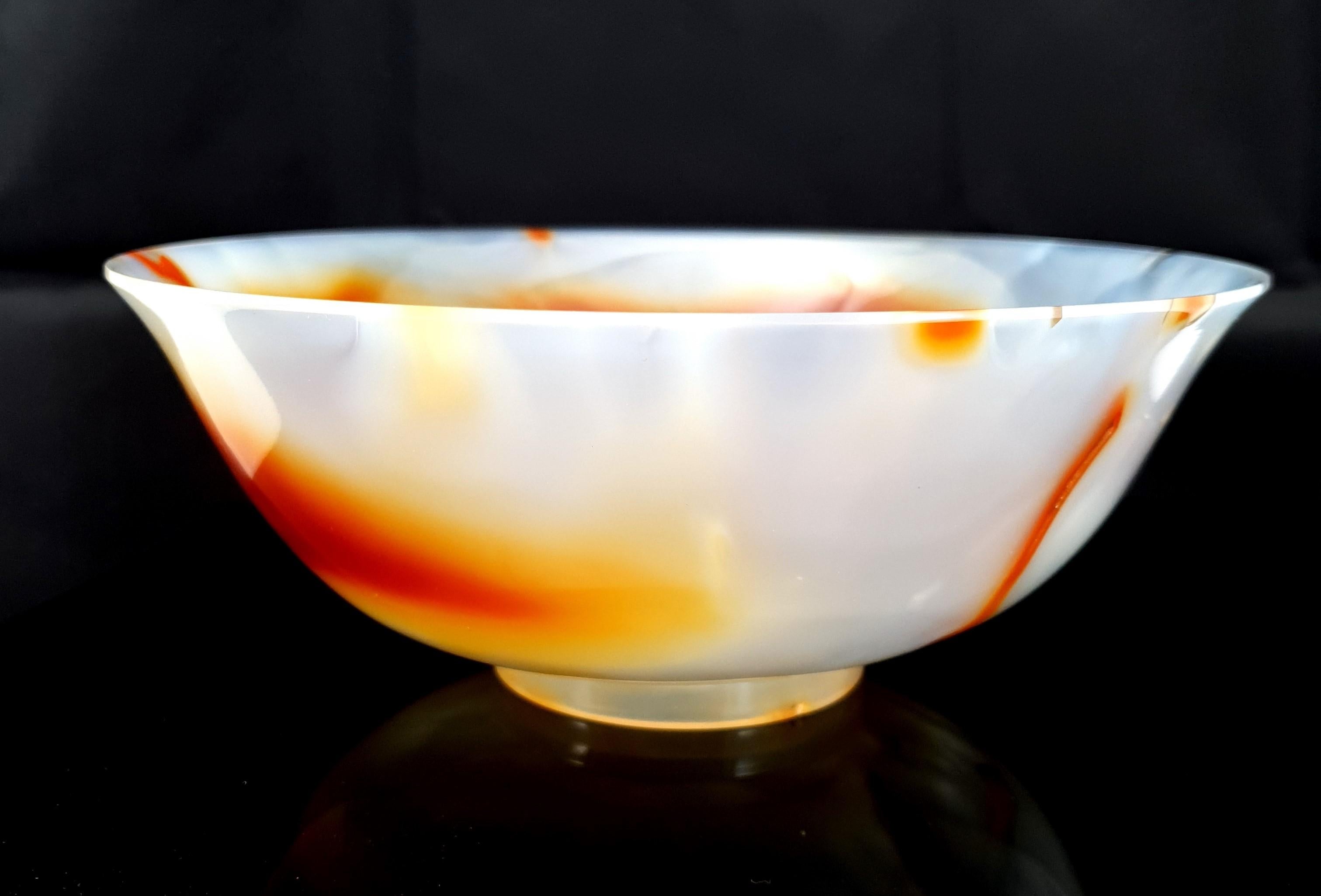 Red Orange Banded Agate Bowl For Sale 3