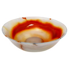 Ciotola di agata a bande rosso-arancio per l'arredamento e la decorazione di interni
