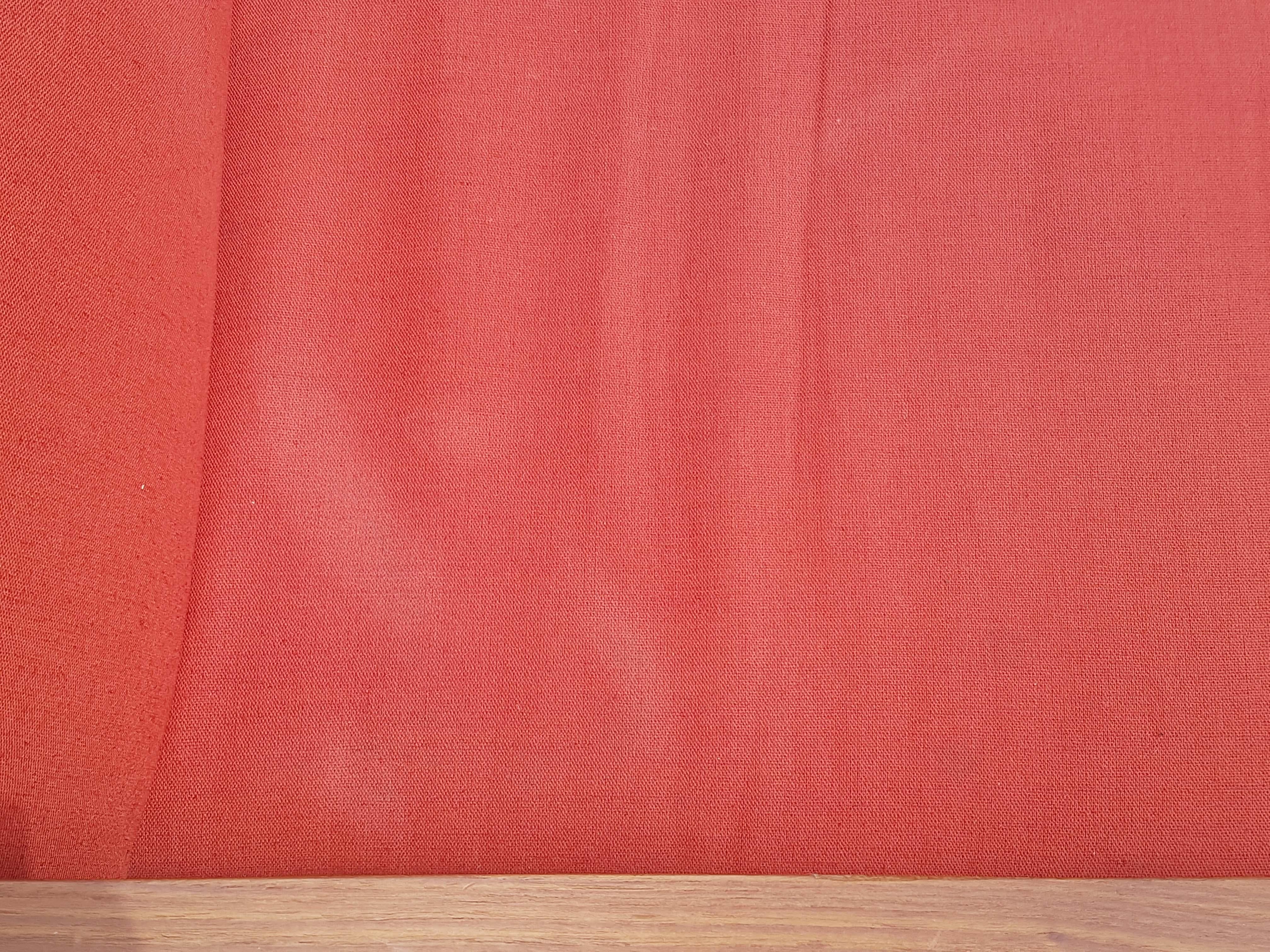 Red/Orange Fabric, Teakwood & Metal 1960s Armchairs, Set of 2 For Sale 13