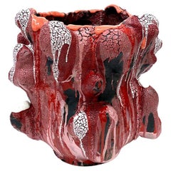 Red Orange Lip Ceramic Vessel by Vince Palacios Contemporary American Ceramics