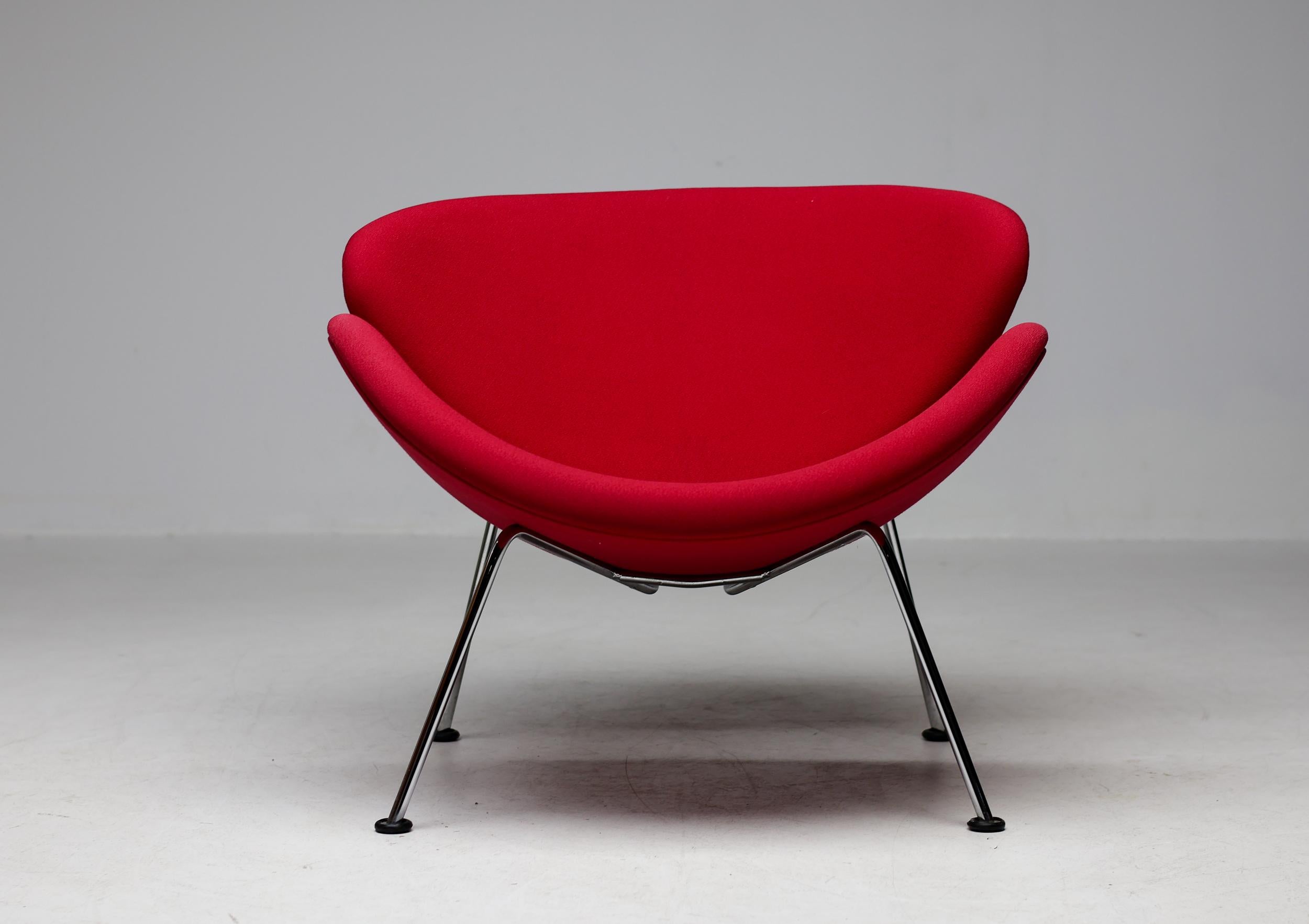 Mid-Century Modern Chaise à tranches rouge orange de Pierre Paulin en vente