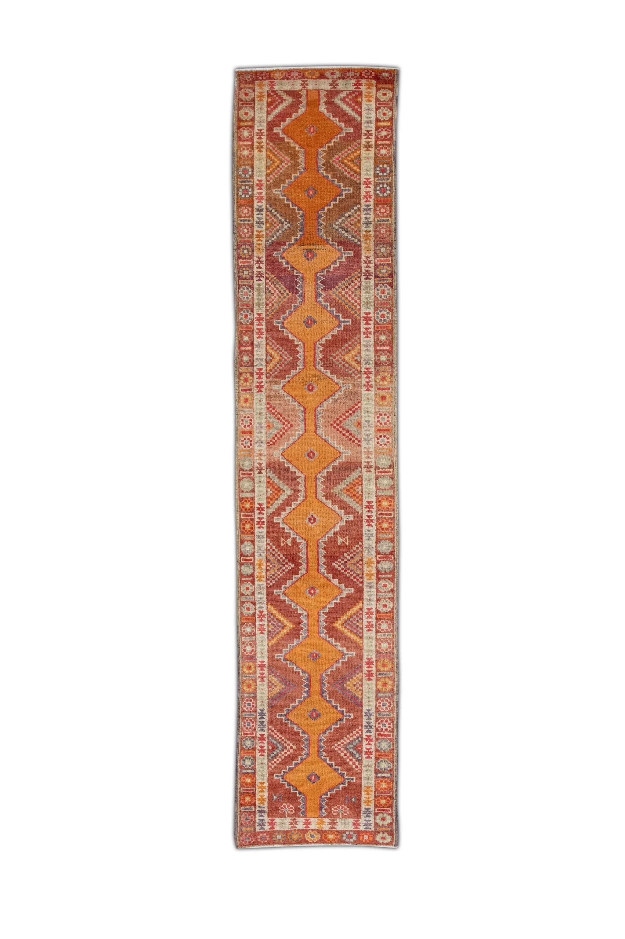 Red & Orange Vintage Turkish Runner 2'8