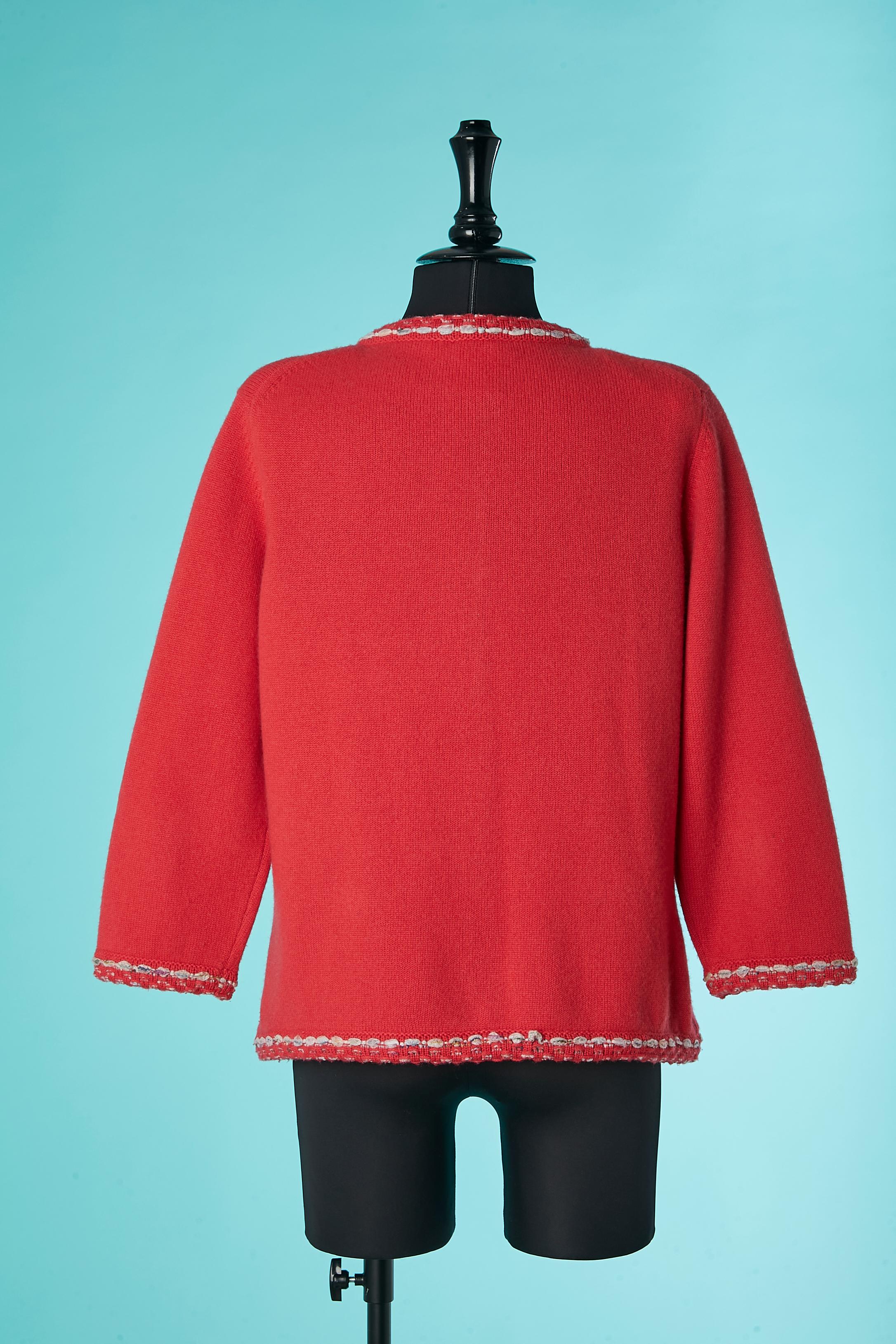 Red-orangy cashmere cardigan with branded buttons Chanel  For Sale 2