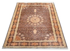 Red Oriental Rug, Handmade Carpet Silk Rugs, Traditional Indian Rugs for Sale