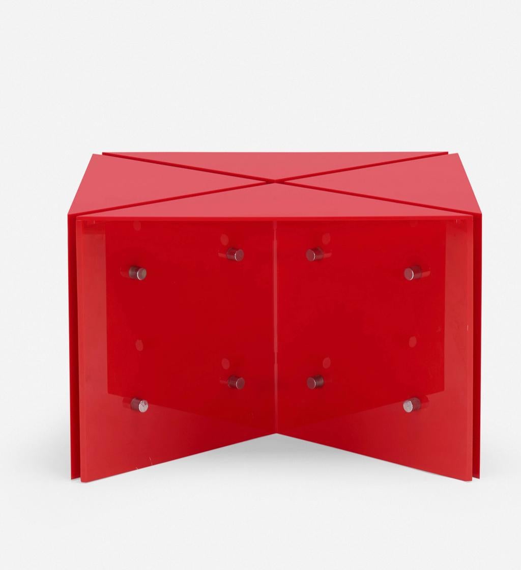 Red Origami Coffee Table by Neal Small, 1966, New York, USA, Labelled 1
