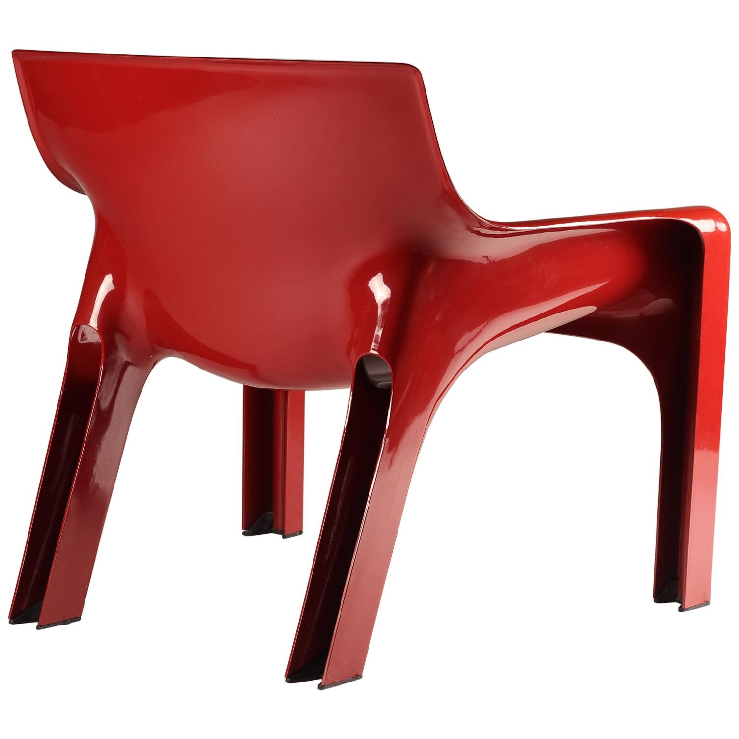 Red Original Lounge Chair Vicario Designed by Vico Magistretti Made by Artemide