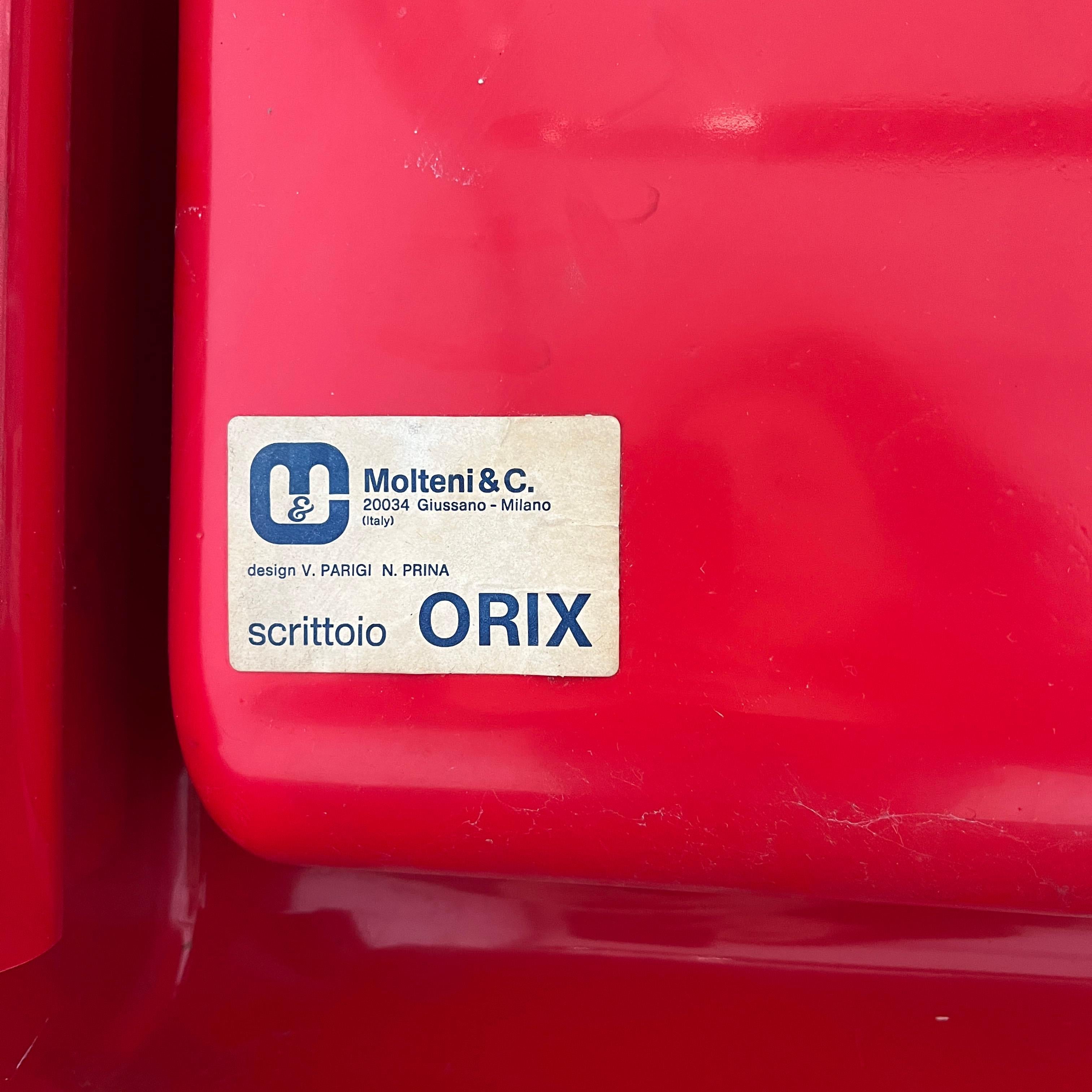 Roter Orix-Schreibtisch von Vittorio Parigi & Nani Prina für Molteni, 1970er Jahre 2