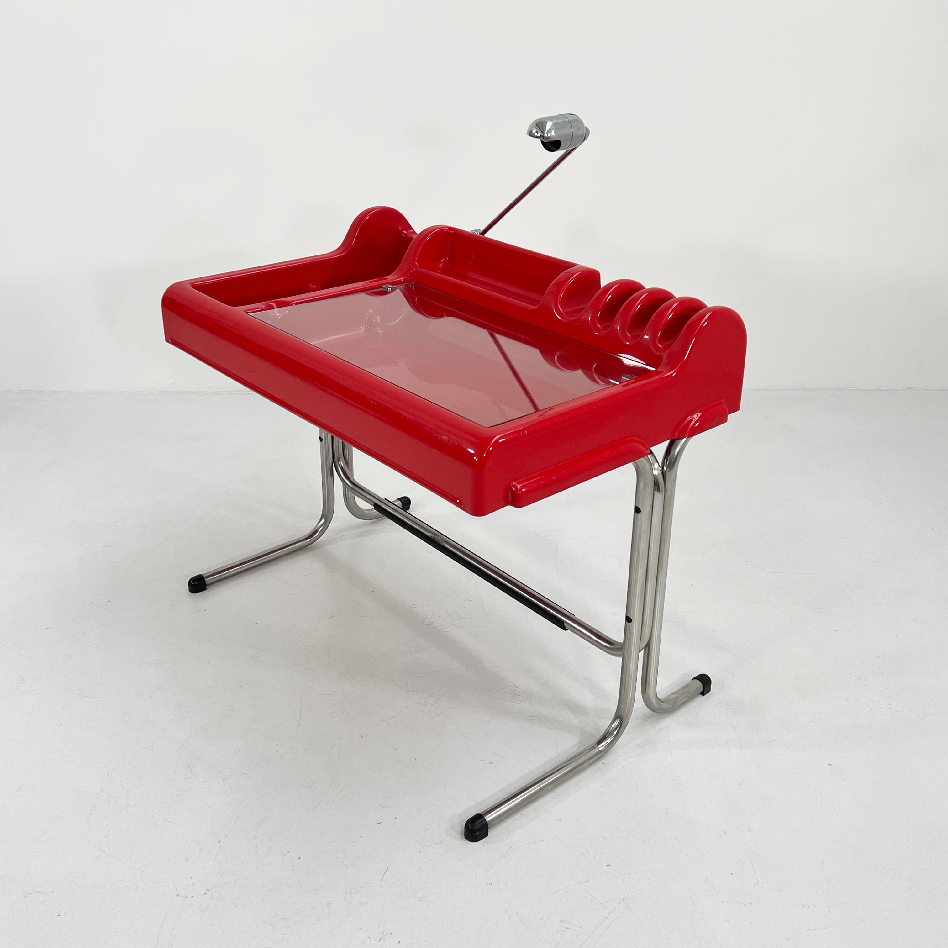 Italian Red Orix Desk by Vittorio Parigi & Nani Prina for Molteni, 1970s