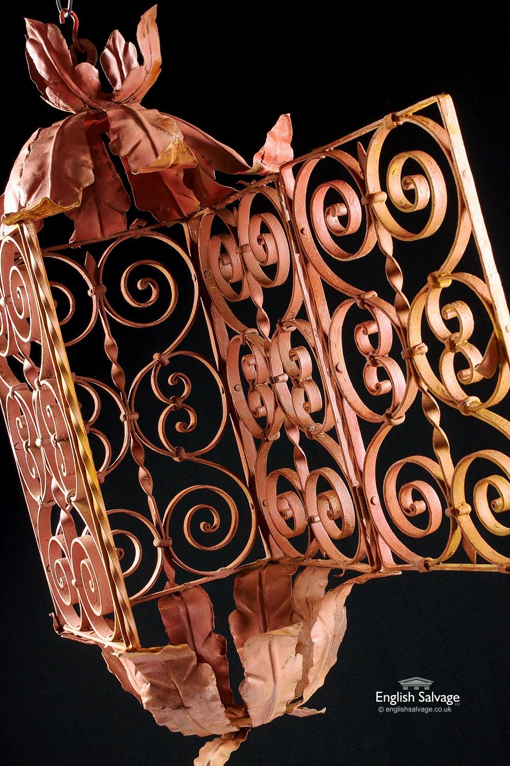 Red Ornate Metal Hanging Lantern Frame, 20th Century In Good Condition For Sale In London, GB