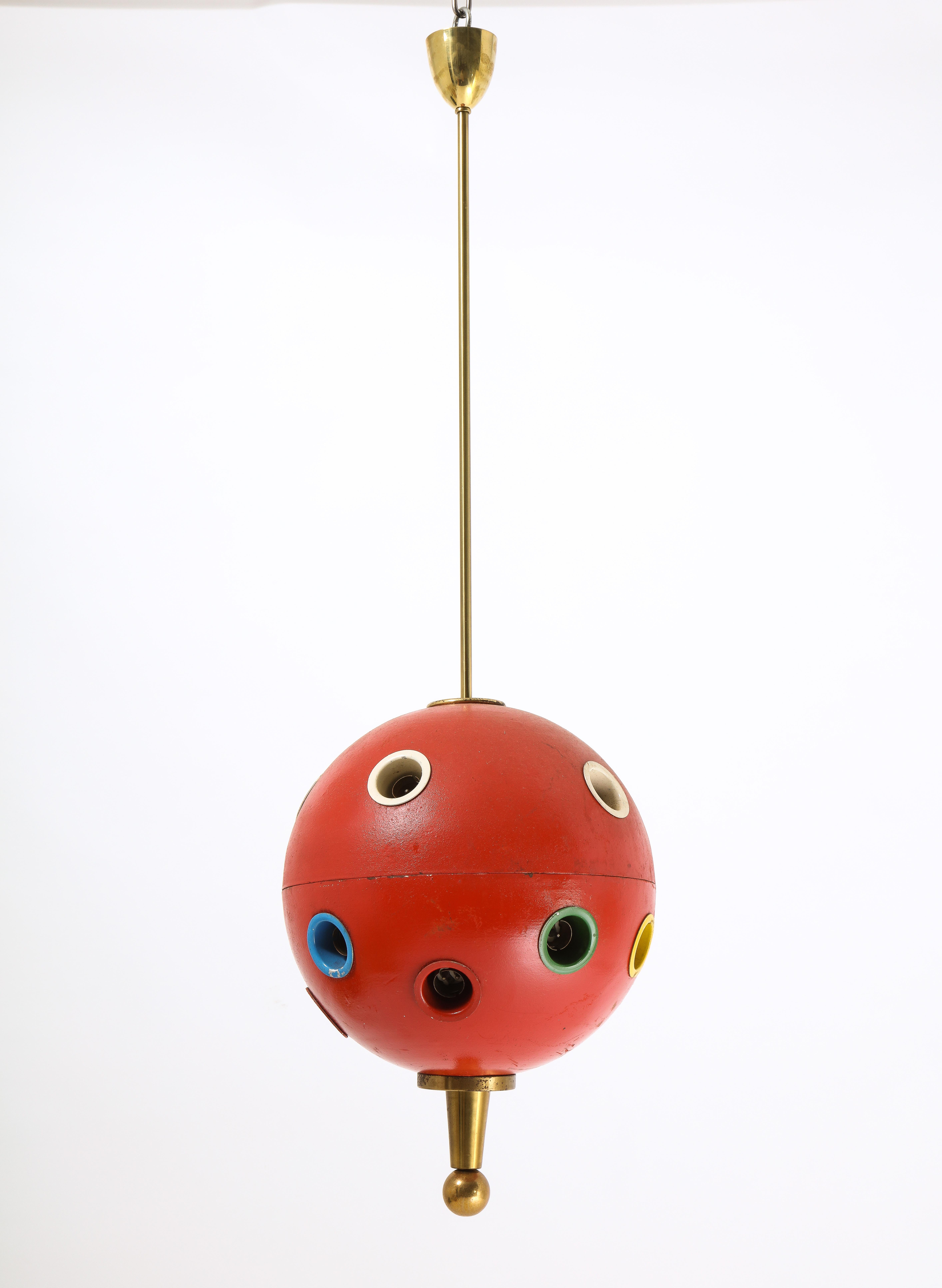 Oscar Torlasco Red Space Age 551 Pendant, Italy 1960's For Sale 3