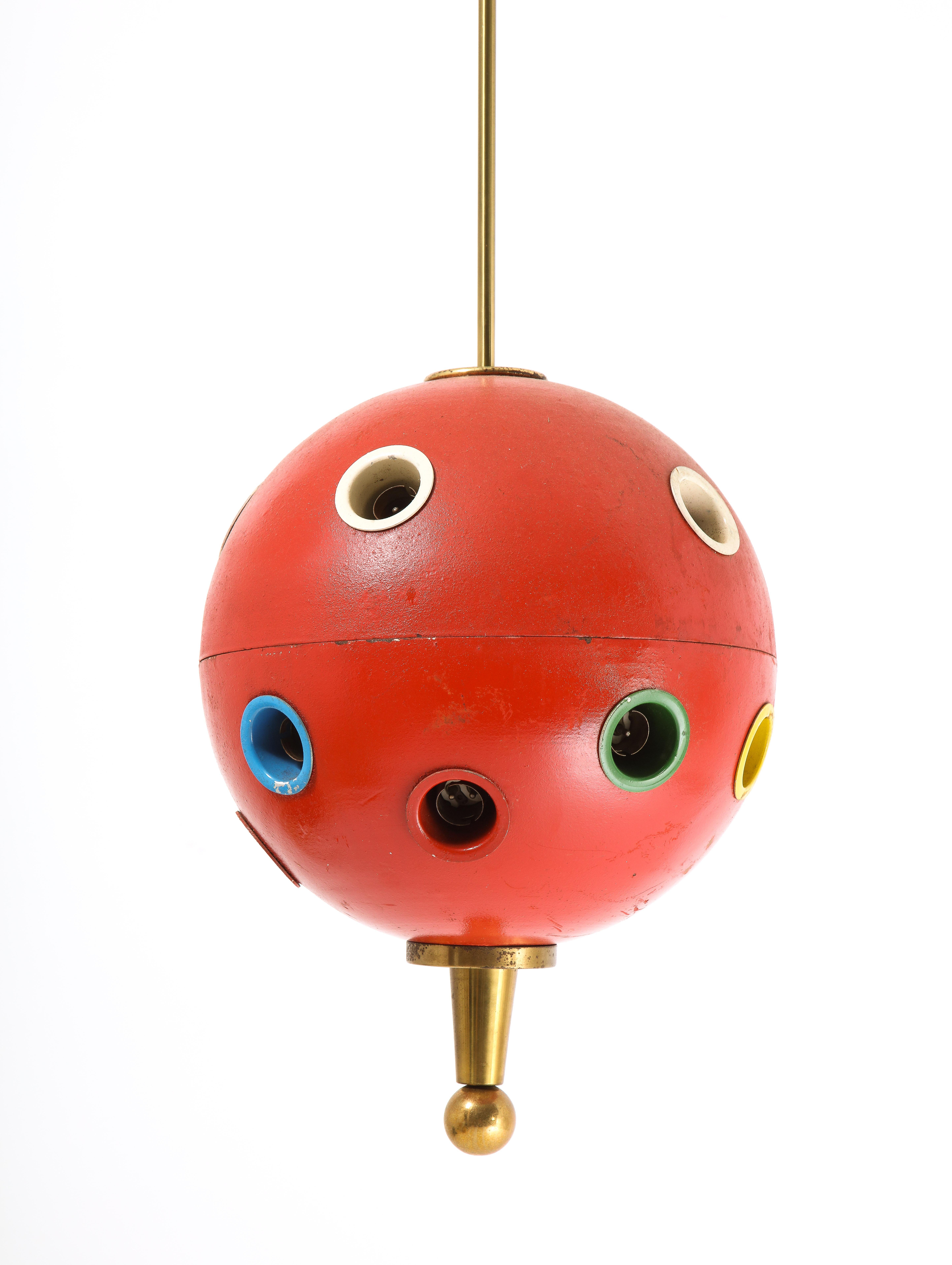 Oscar Torlasco Red Space Age 551 Pendant, Italy 1960's For Sale 4