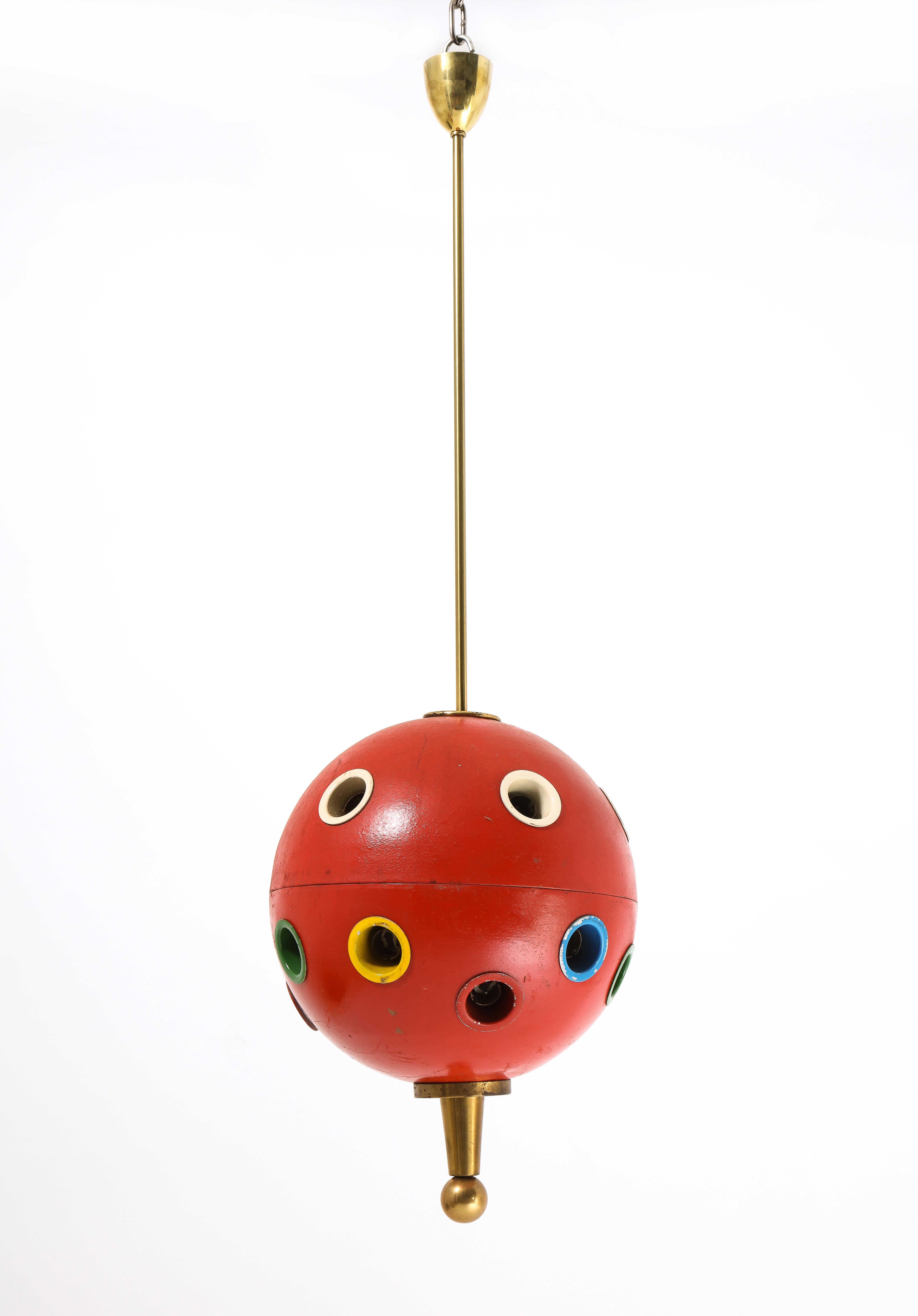 Oscar Torlasco Red Space Age 551 Pendant, Italy 1960's For Sale 5