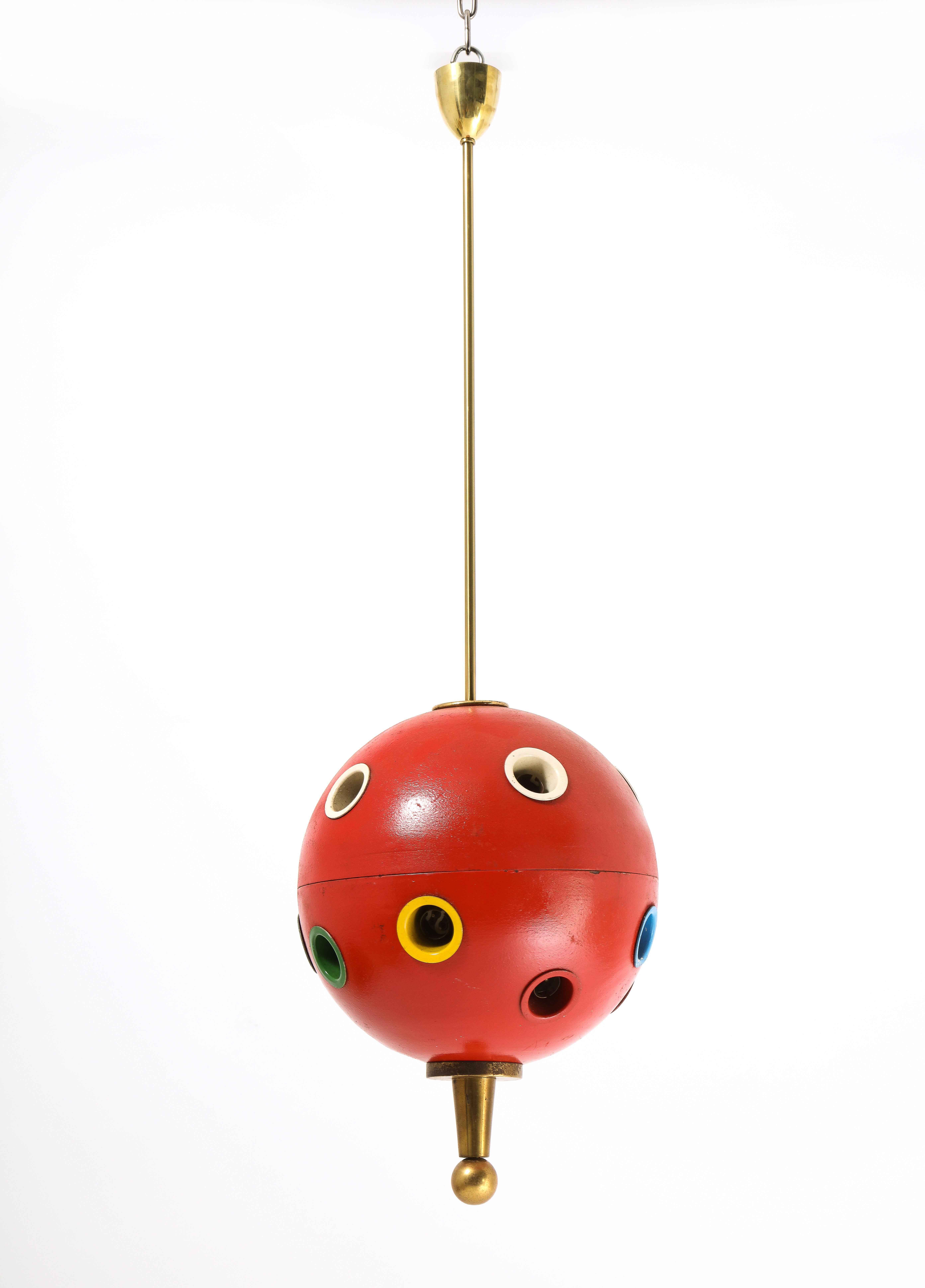 Oscar Torlasco Red Space Age 551 Pendant, Italy 1960's For Sale 6