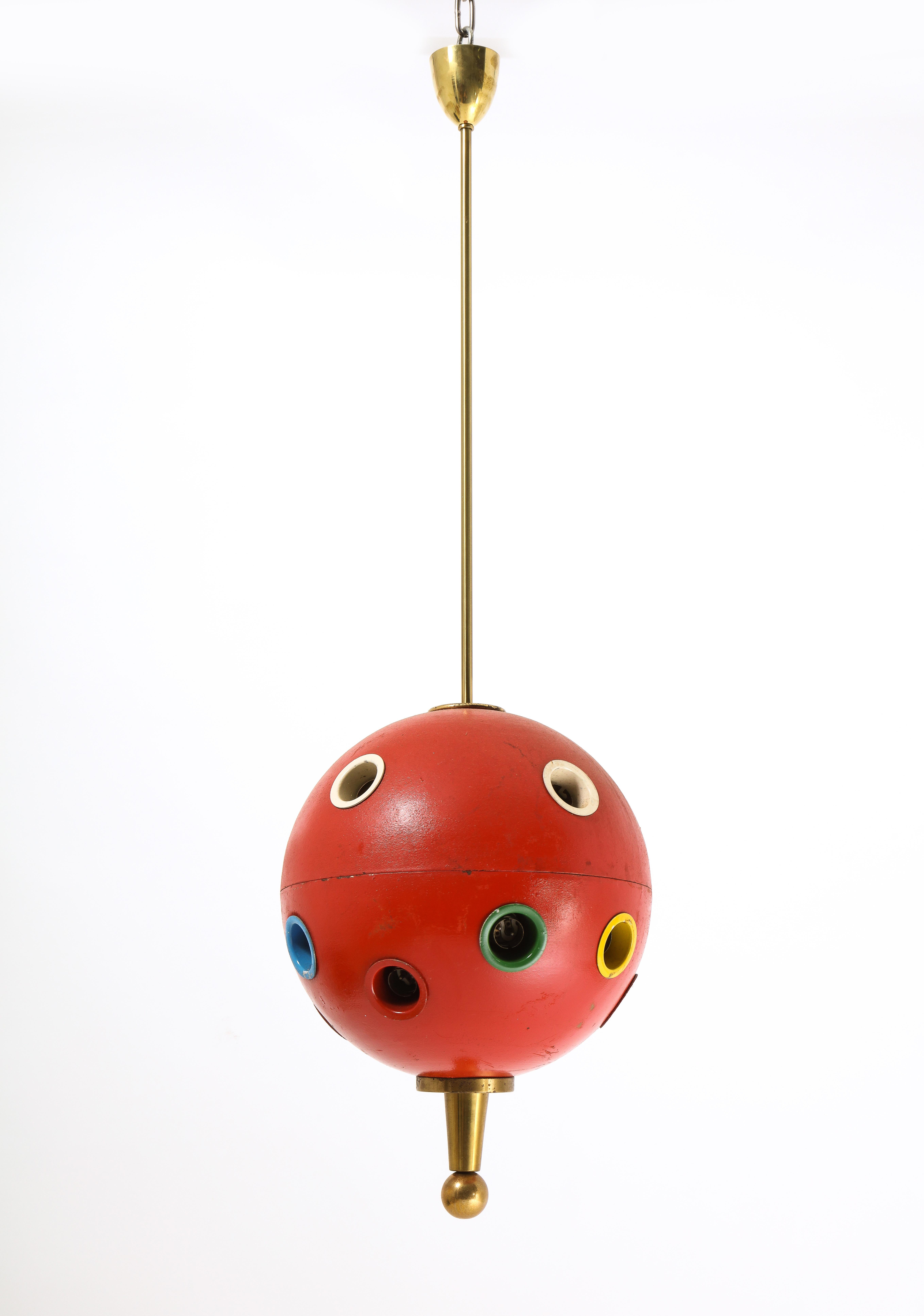 Oscar Torlasco Red Space Age 551 Pendant, Italy 1960's For Sale 7