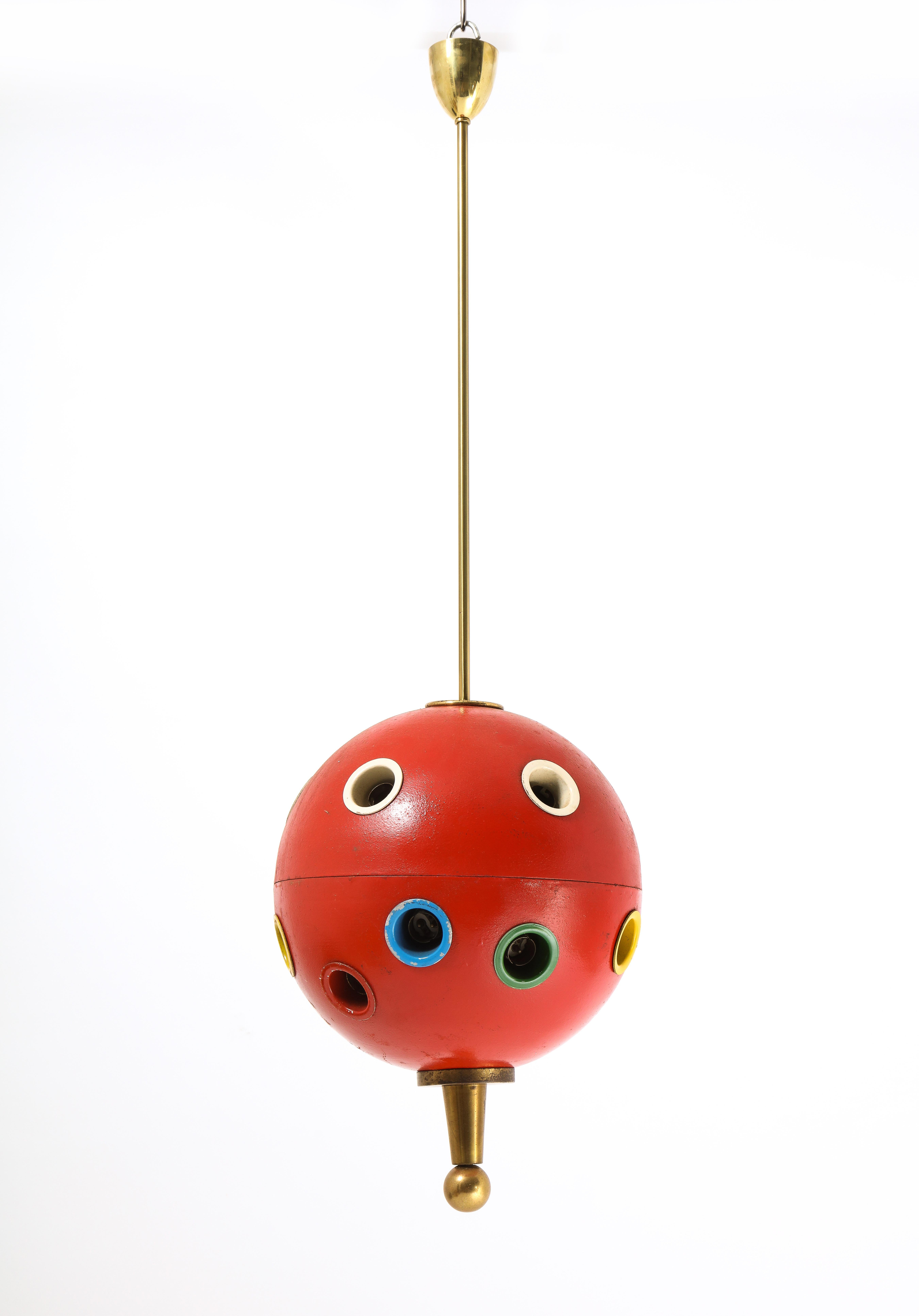 Oscar Torlasco Red Space Age 551 Pendant, Italy 1960's For Sale 8