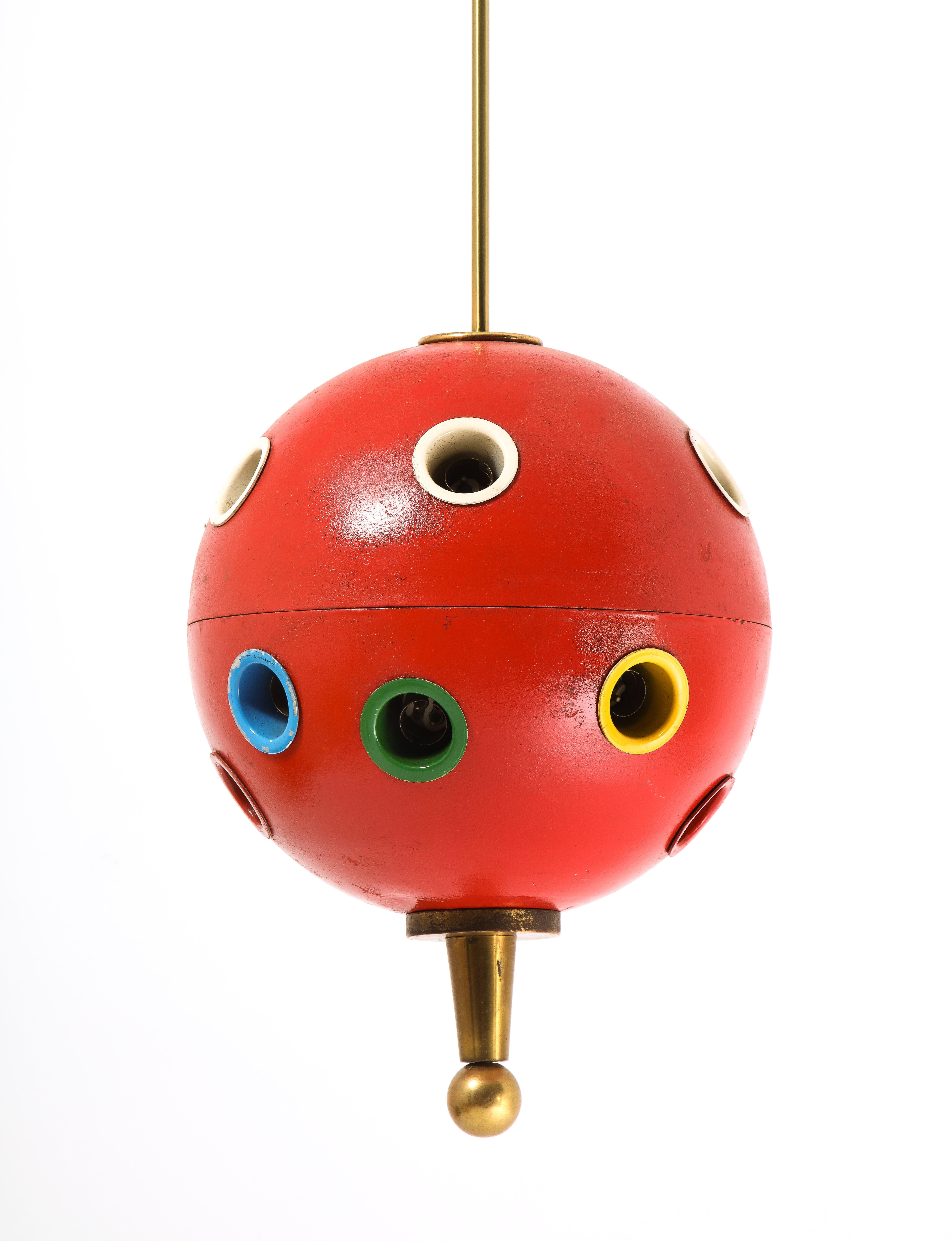 Oscar Torlasco Red Space Age 551 Pendant, Italy 1960's For Sale 9