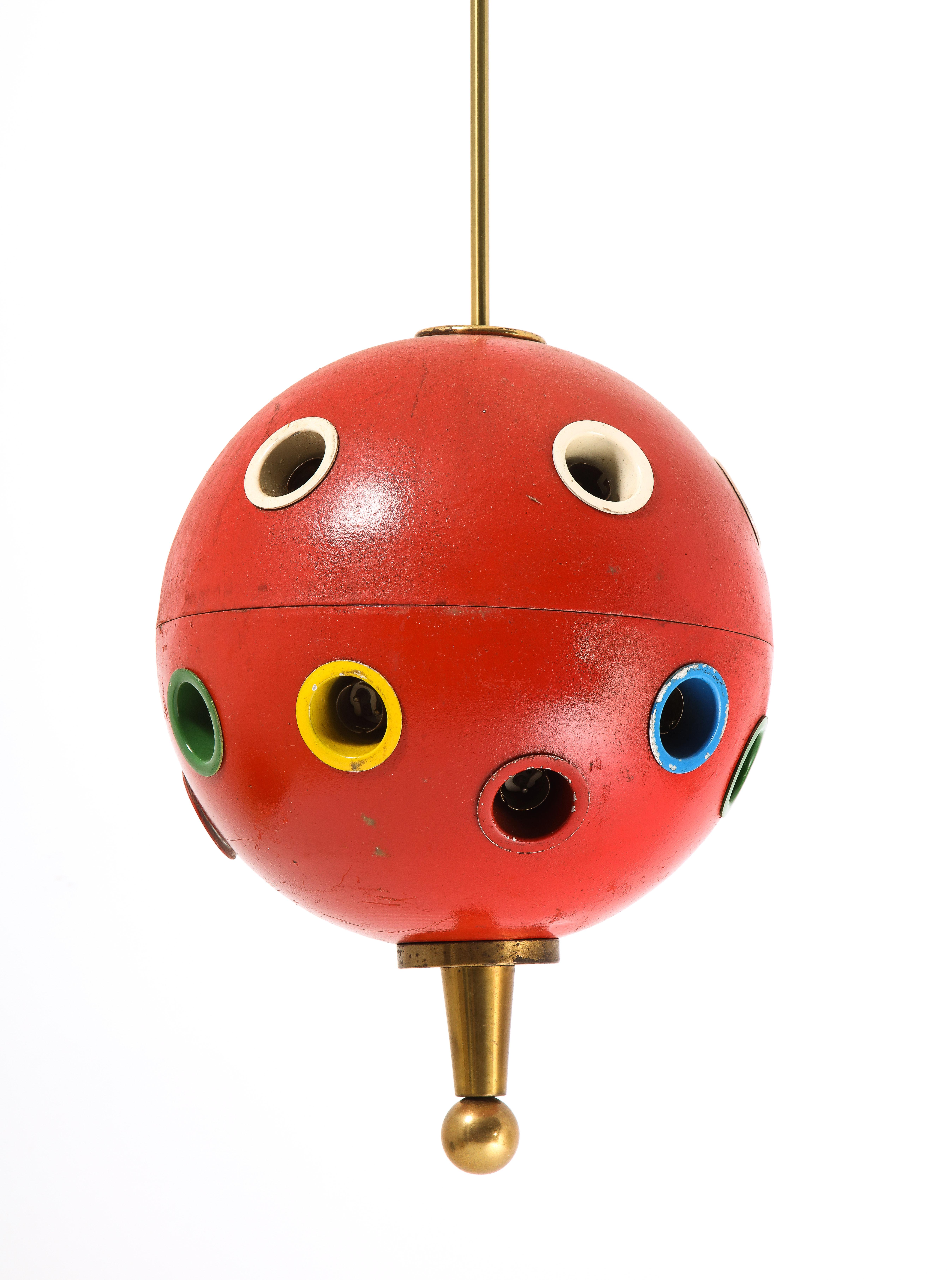 Oscar Torlasco Red Space Age 551 Pendant, Italy 1960's For Sale 10