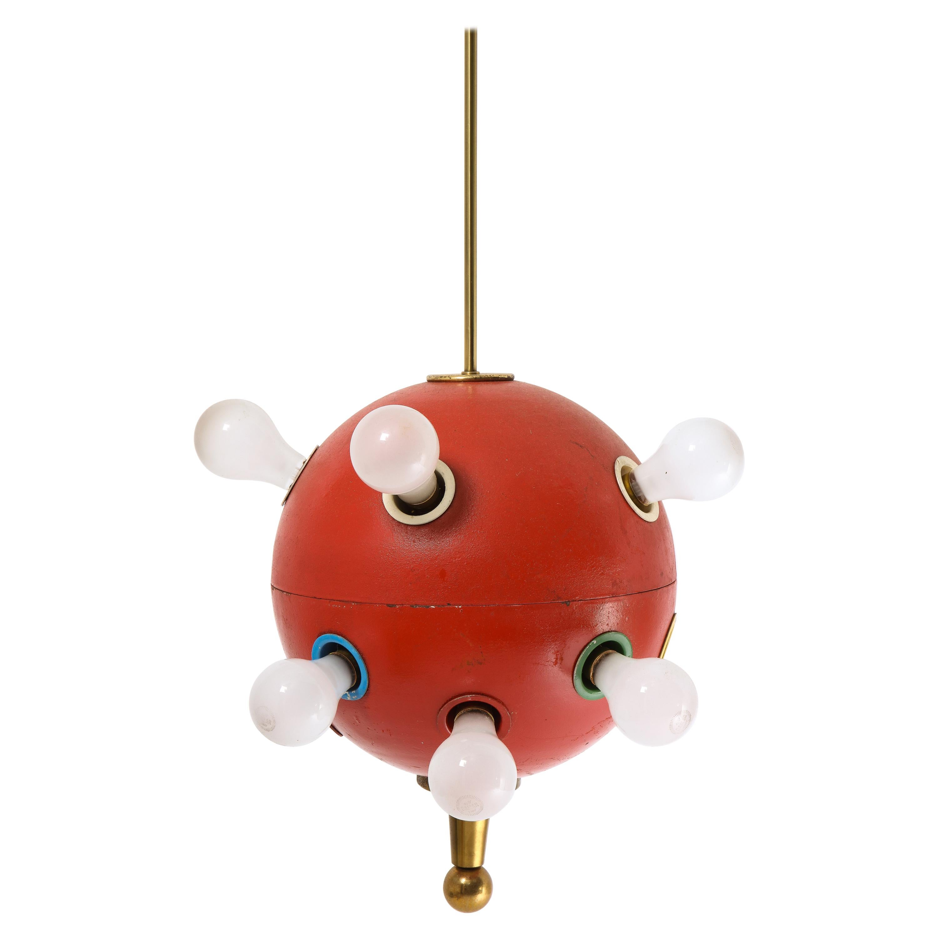 Oscar Torlasco Red Space Age 551 Pendant, Italy 1960's For Sale