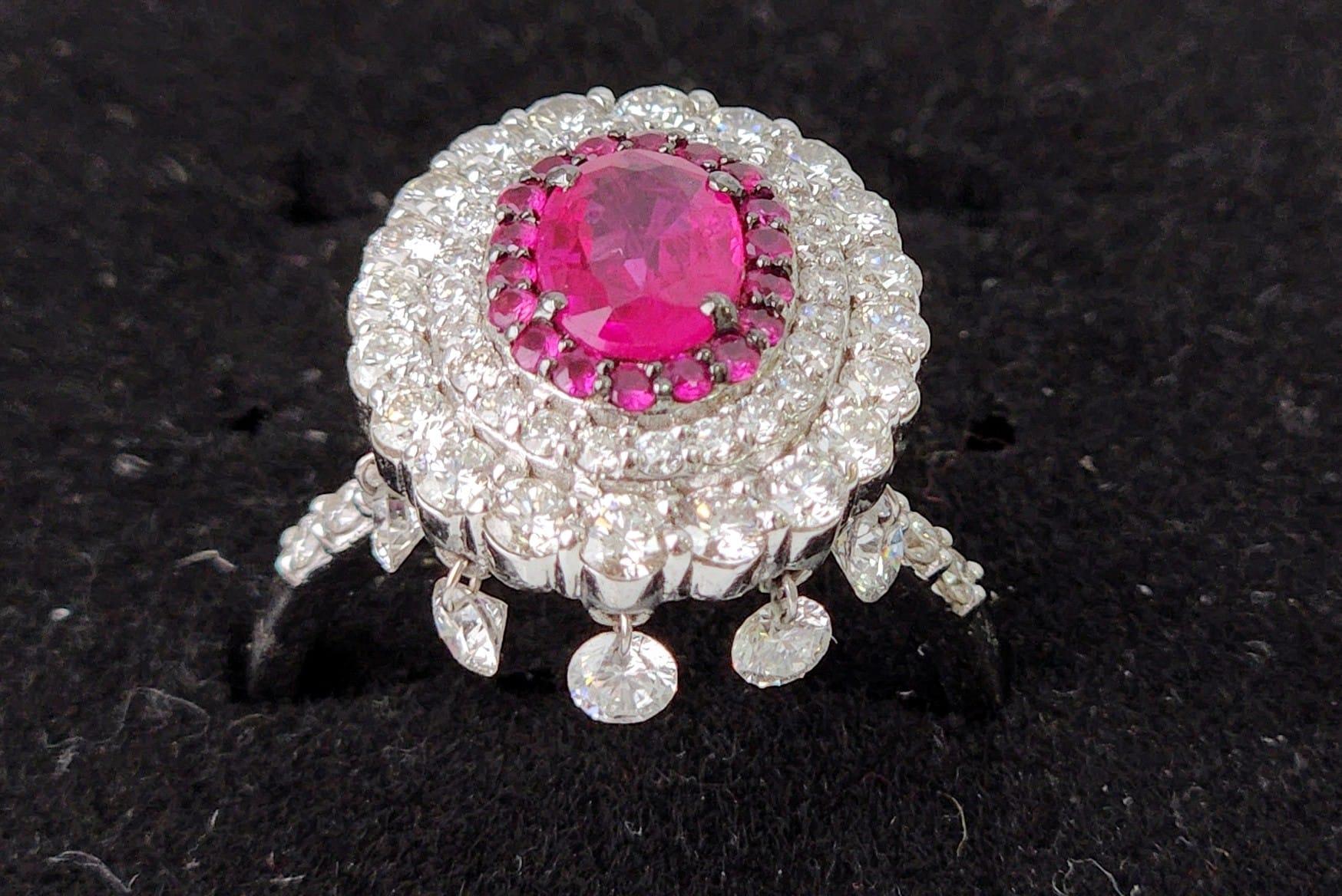 Modern Red Oval Shaped Ruby Ring For Sale