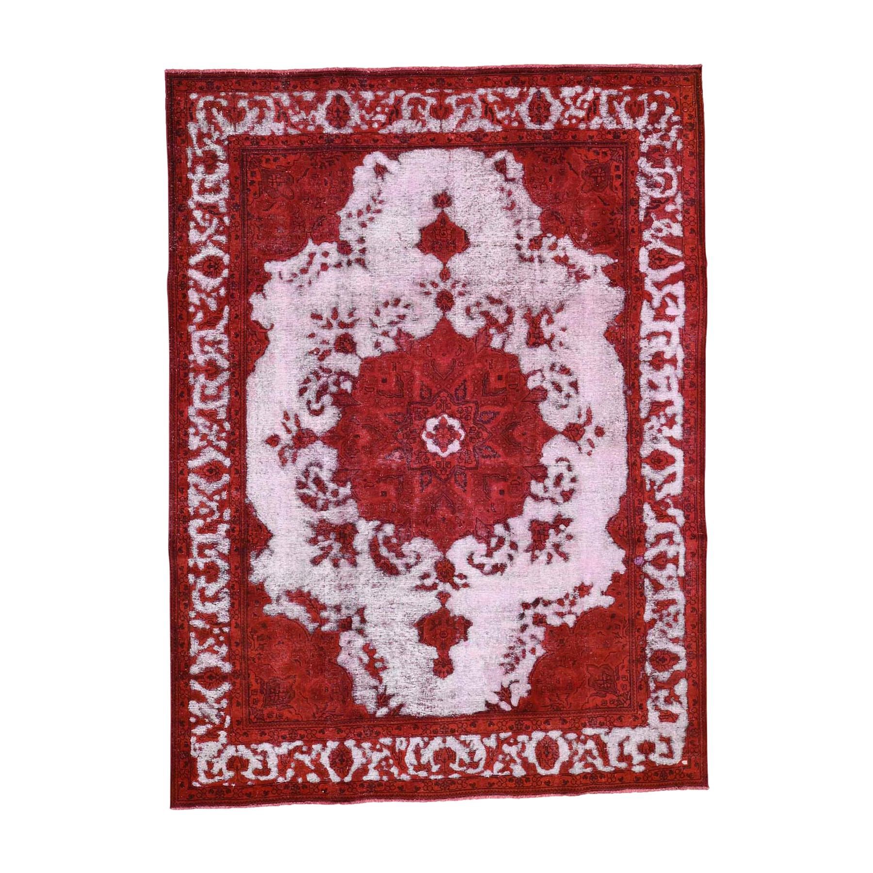 Silky Wool Overdyed Rug in Red For Sale at 1stDibs