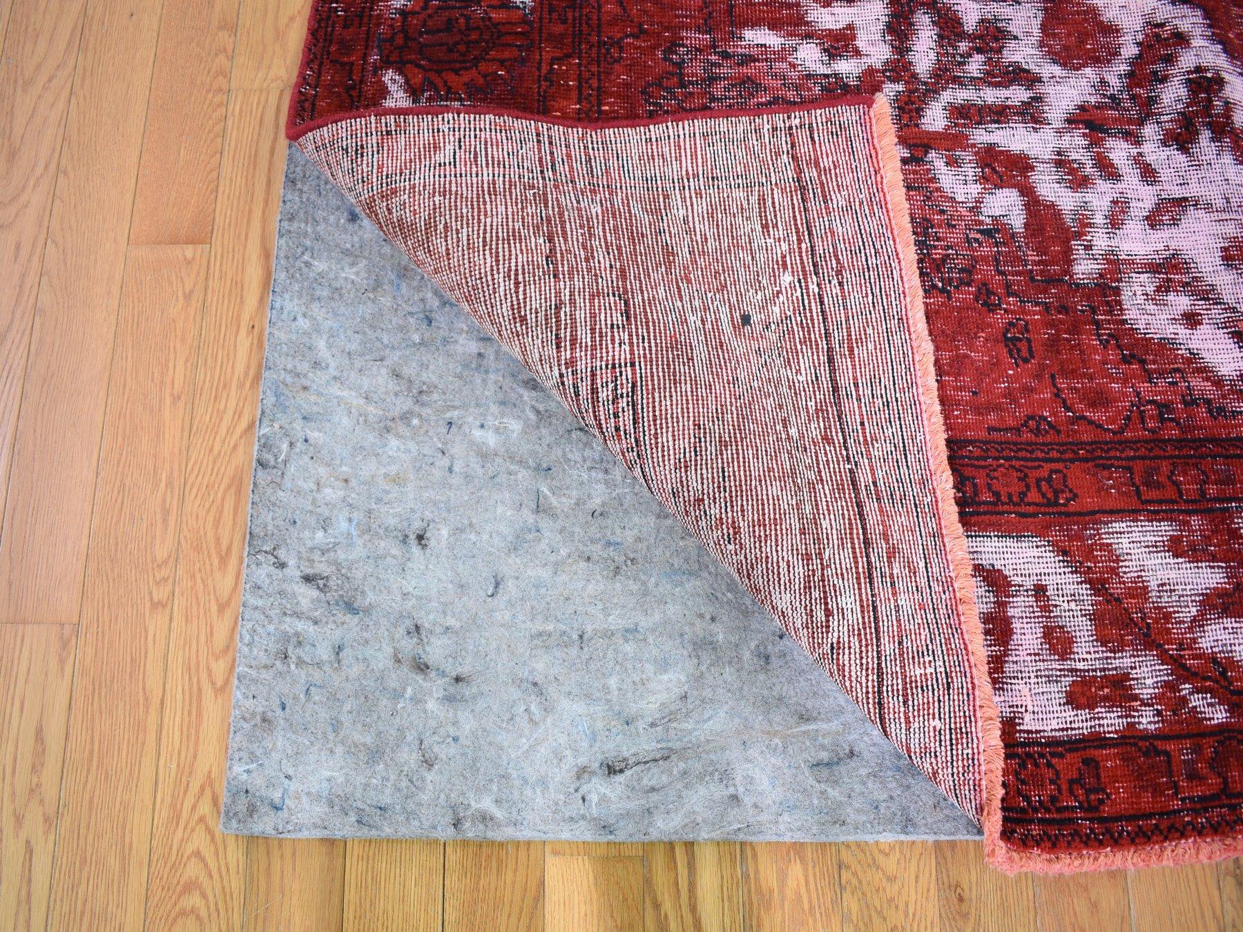 Hand-Knotted Red Overdyed Persian Tabriz Worn Wool Hand Knotted Oriental Rug