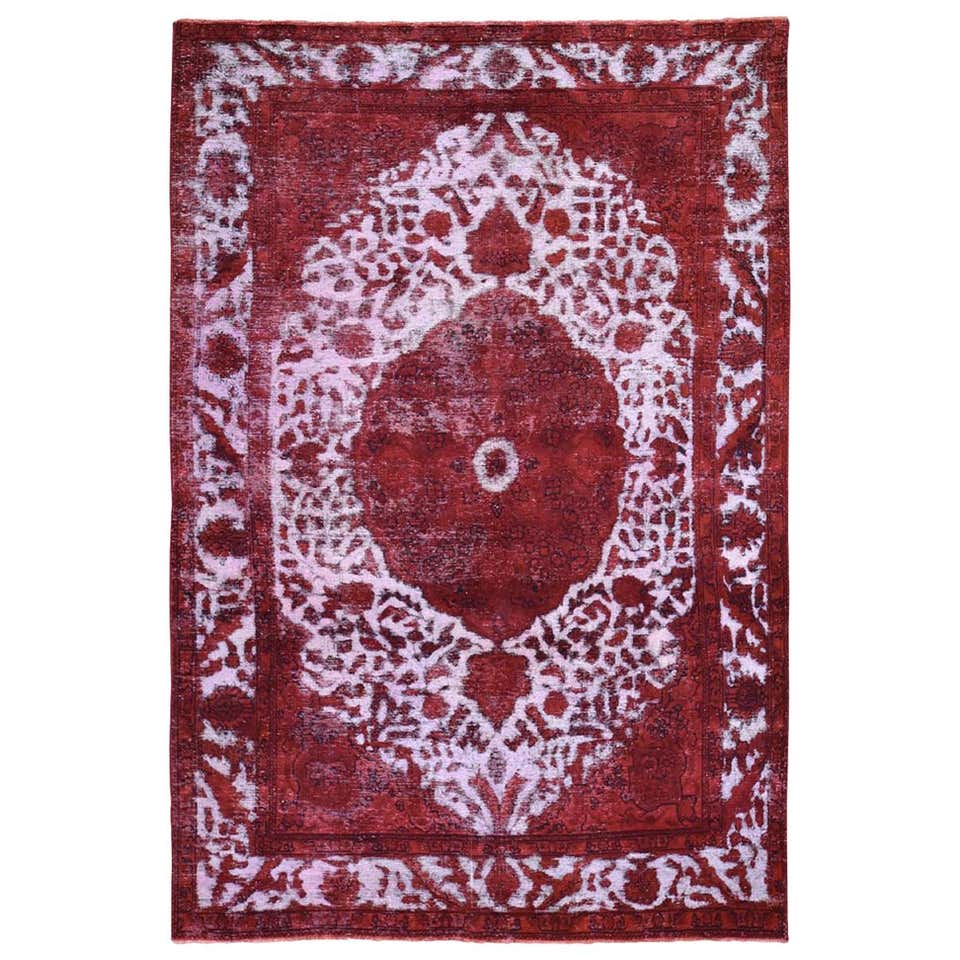 Silky Wool Overdyed Rug in Red For Sale at 1stDibs