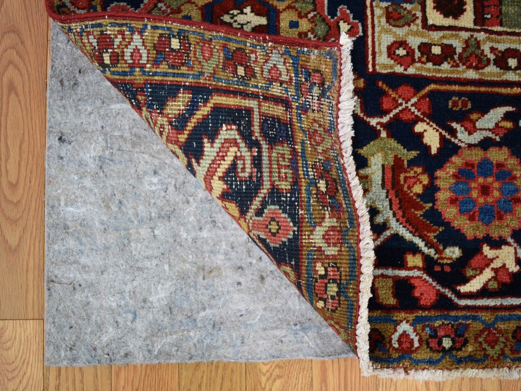 Hand-Knotted Red Oversized Antique Persian Heriz Even Wear Wool Bohemian Rug, 11'8