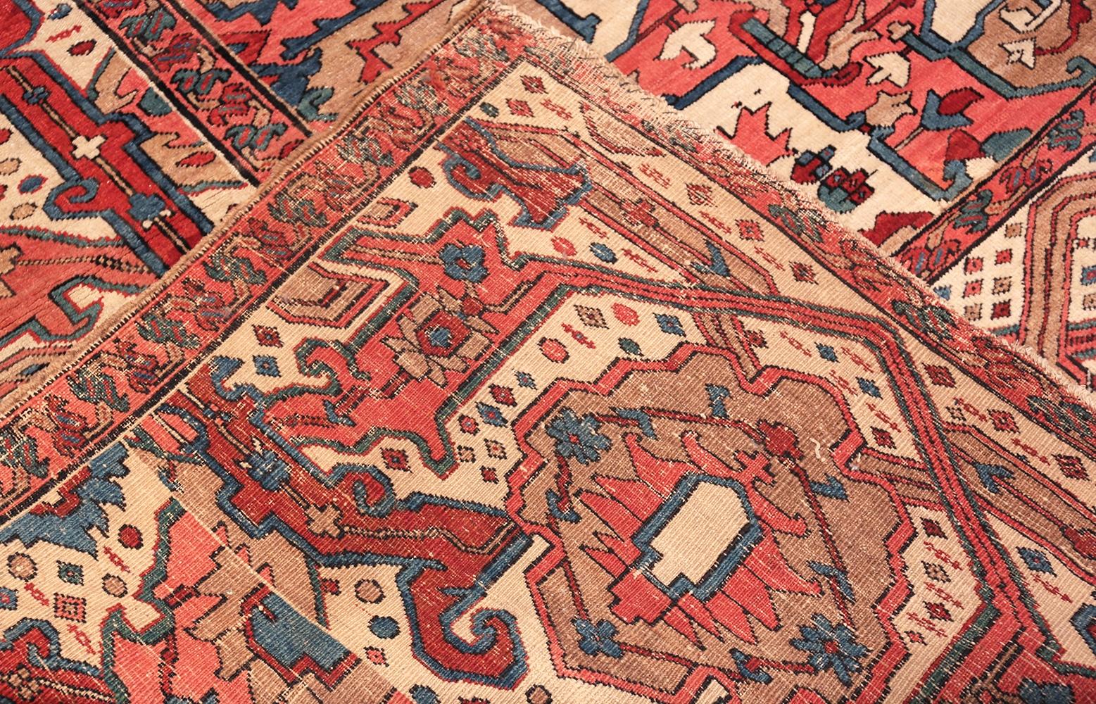 Hand-Knotted Red Oversized Antique Persian Heriz Serapi Rug 15'4