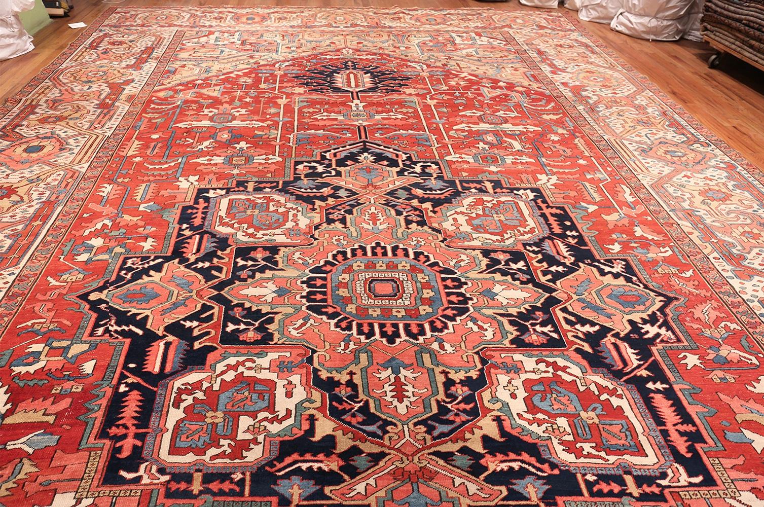 Red Oversized Antique Persian Heriz Serapi Rug 15'4