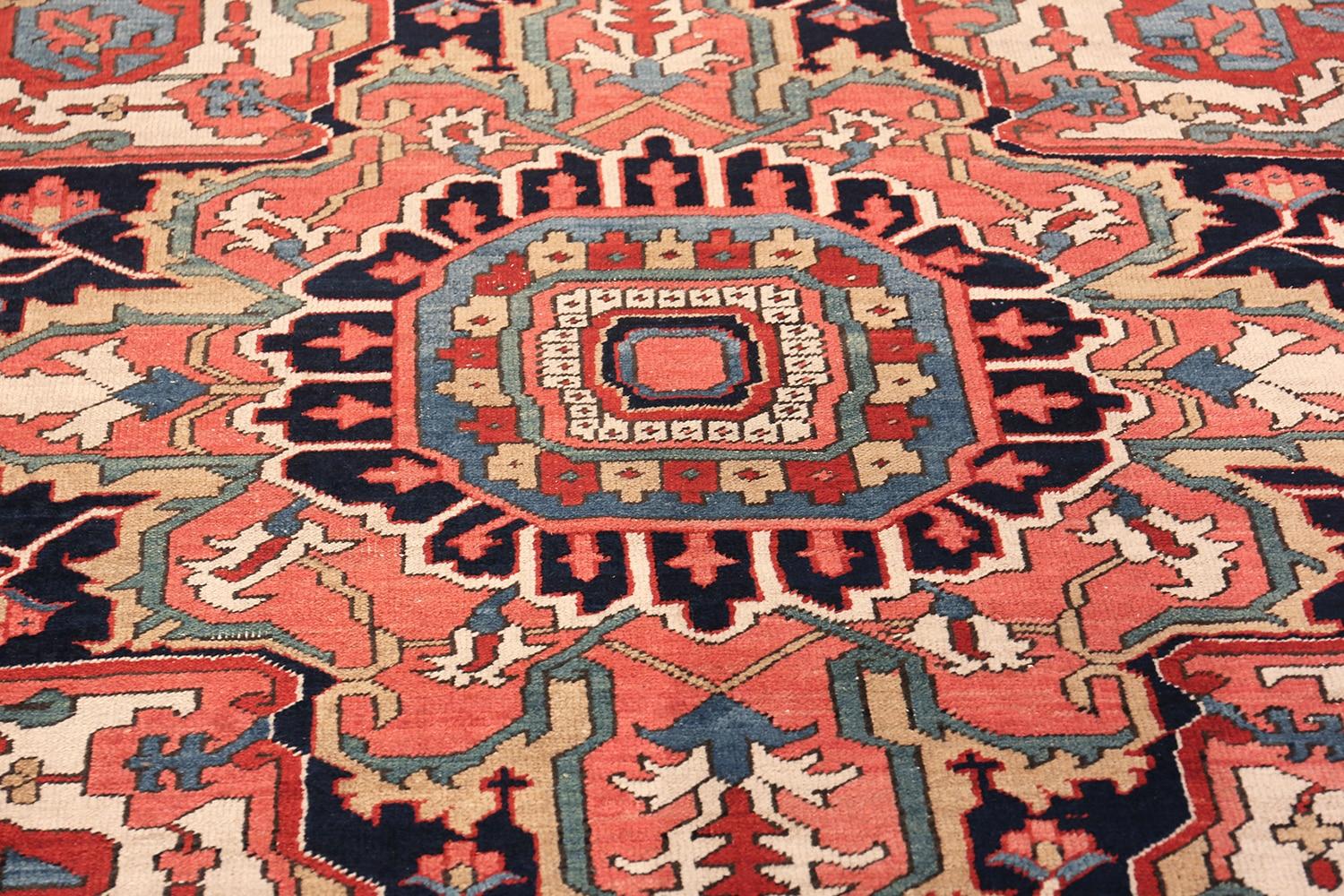 Tapis persan ancien Heriz Serapi surdimensionné rouge 15'4