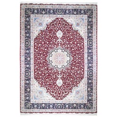 Red Oversized New Persian Tabriz 400 KPSI Double Signature Hand Knotted Oriental