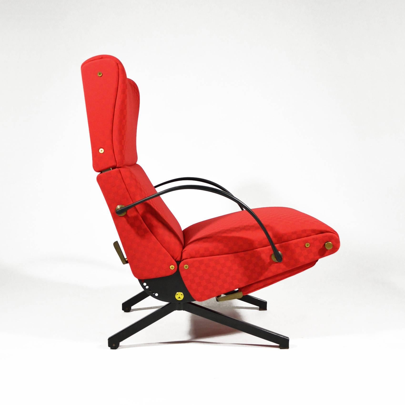 Mid-20th Century Red P40 Osvaldo Borsani Tecno Lounge, Chair, 1955