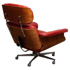 Roter drehbarer und drehbarer Stuhl aus gepolstertem Leder von Martin Stoll Giroflex 1960er Jahre