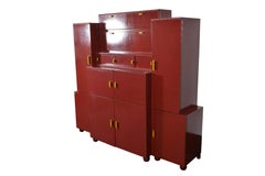 Red painted Belgian Art Deco Cabinet, circa 1930