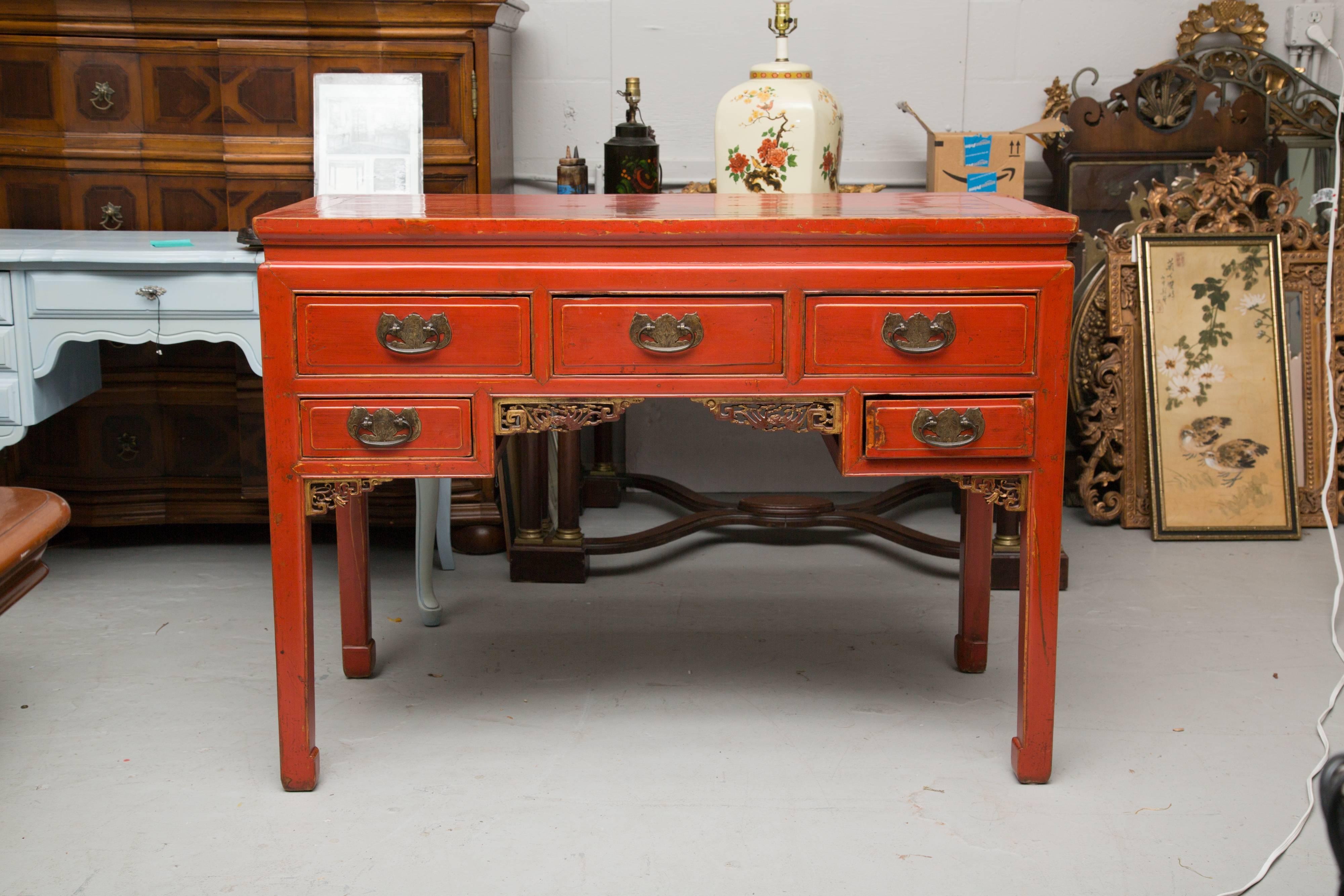 Red-Painted Chinese Console Table 3
