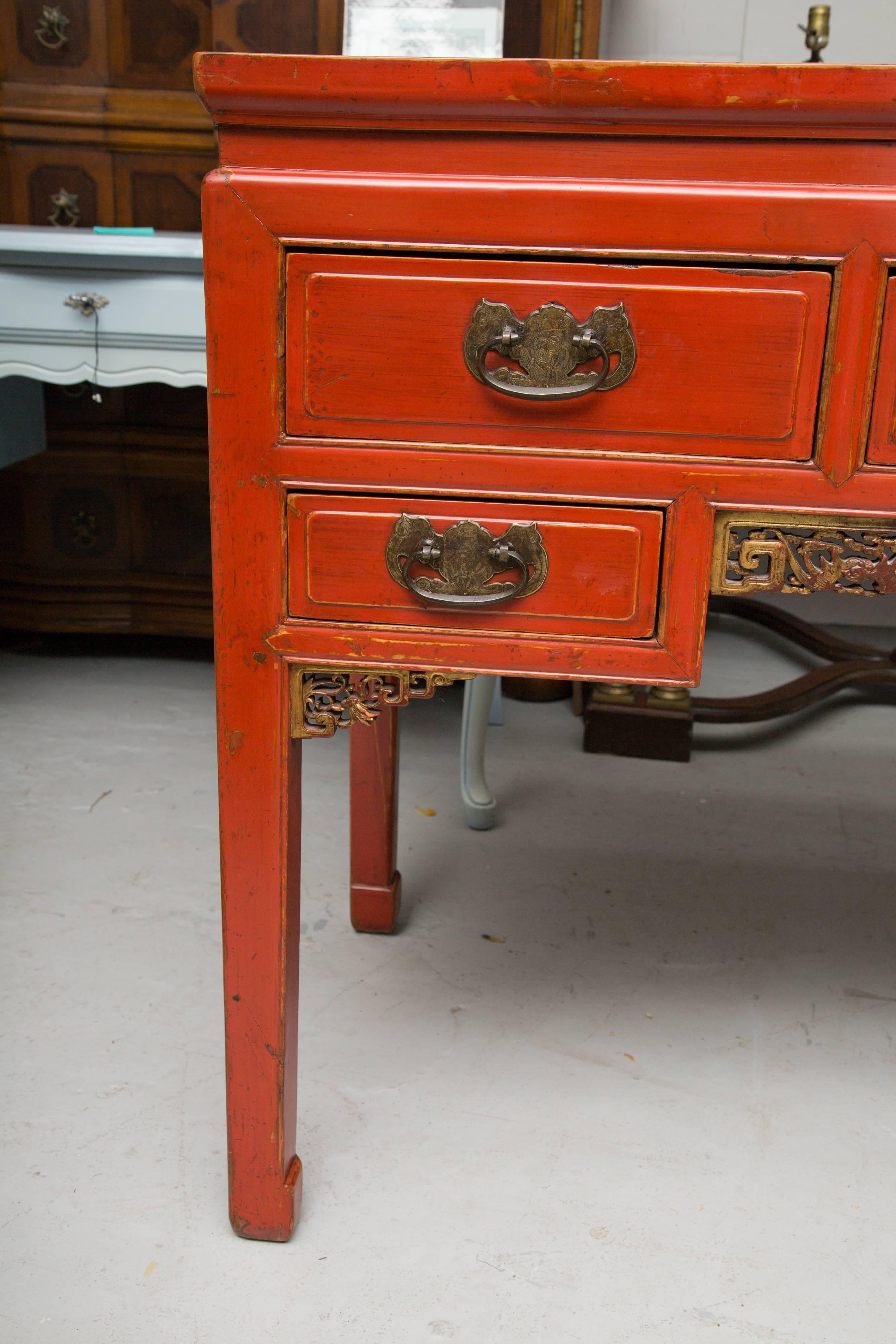 Red-Painted Chinese Console Table 4