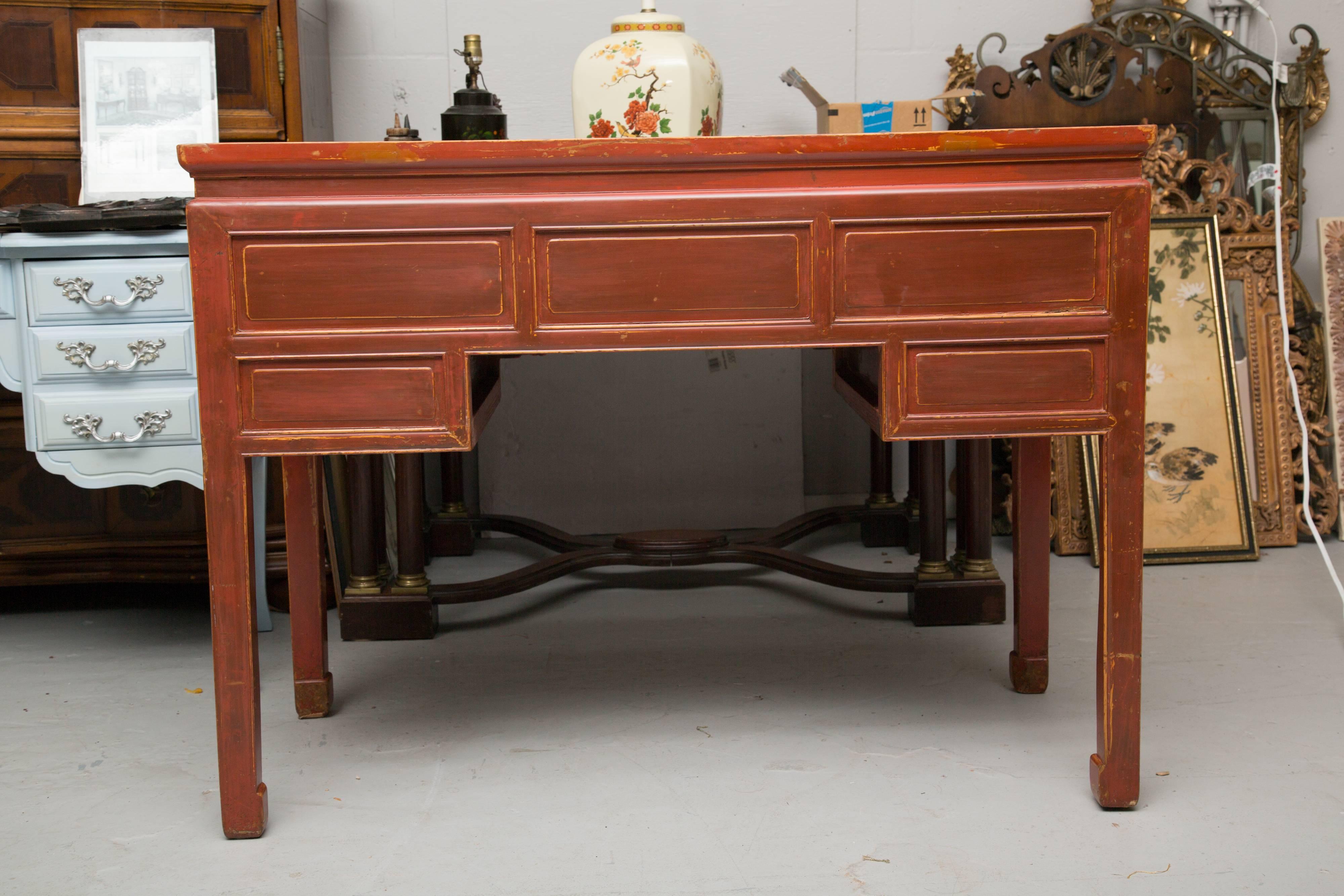 Chinese Export Red-Painted Chinese Console Table
