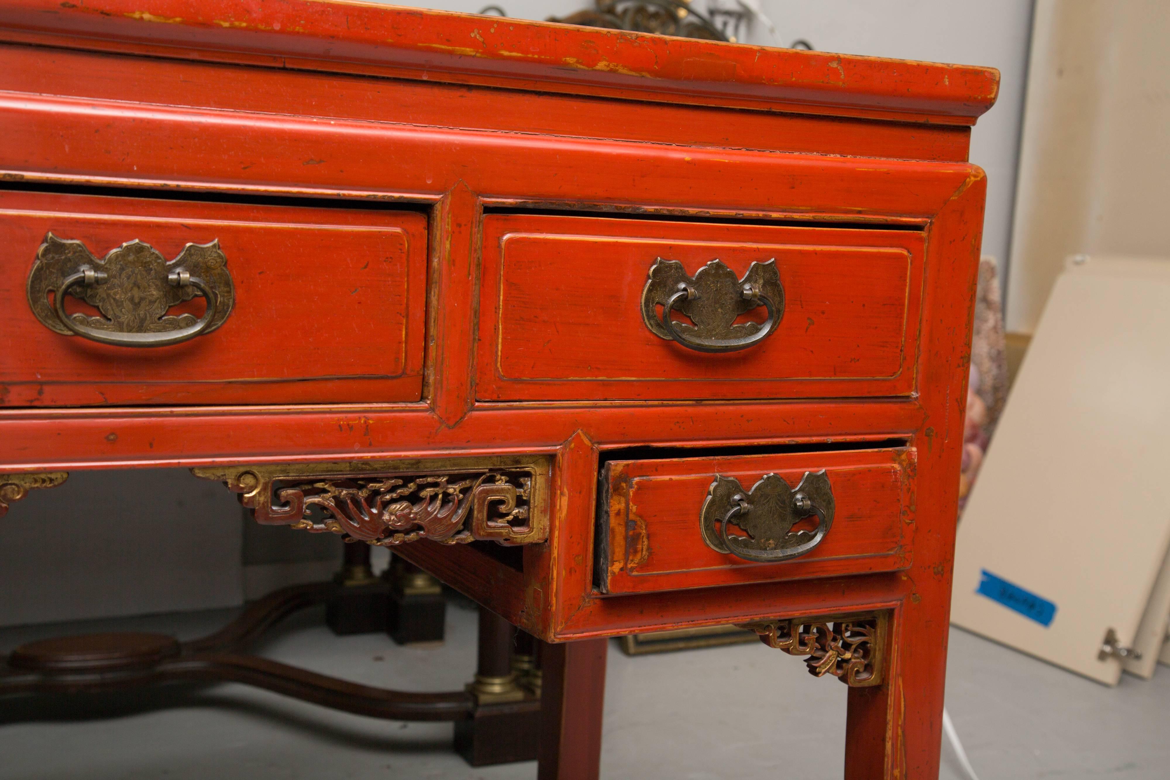 Red-Painted Chinese Console Table 1