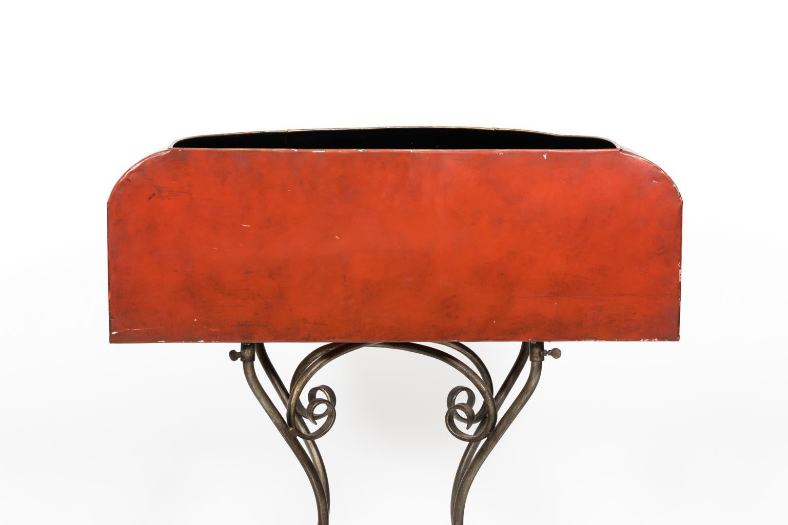 Red Painted Chinoiserie Planter 1