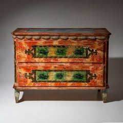 Red-Painted Commode, Irschenberg, Southern Germany, 19th Century