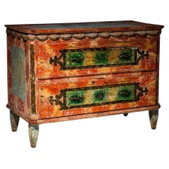Red-Painted Commode, Irschenberg, Southern Germany, 19th Century
