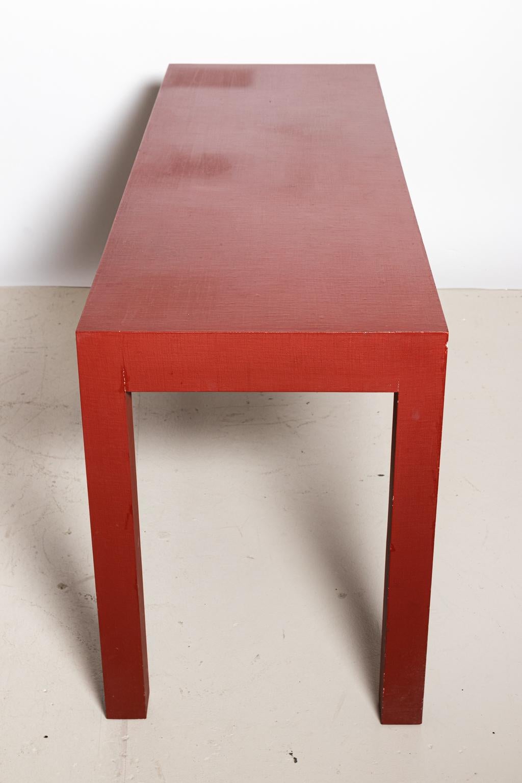 Red Painted Console Table with Two Drawers 4