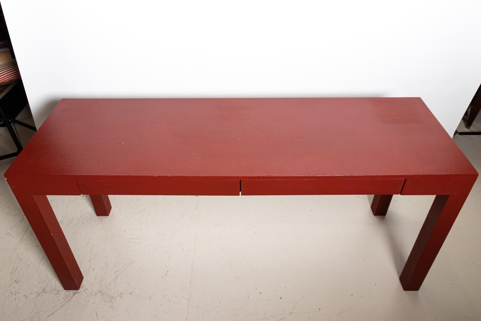 20th Century Red Painted Console Table with Two Drawers