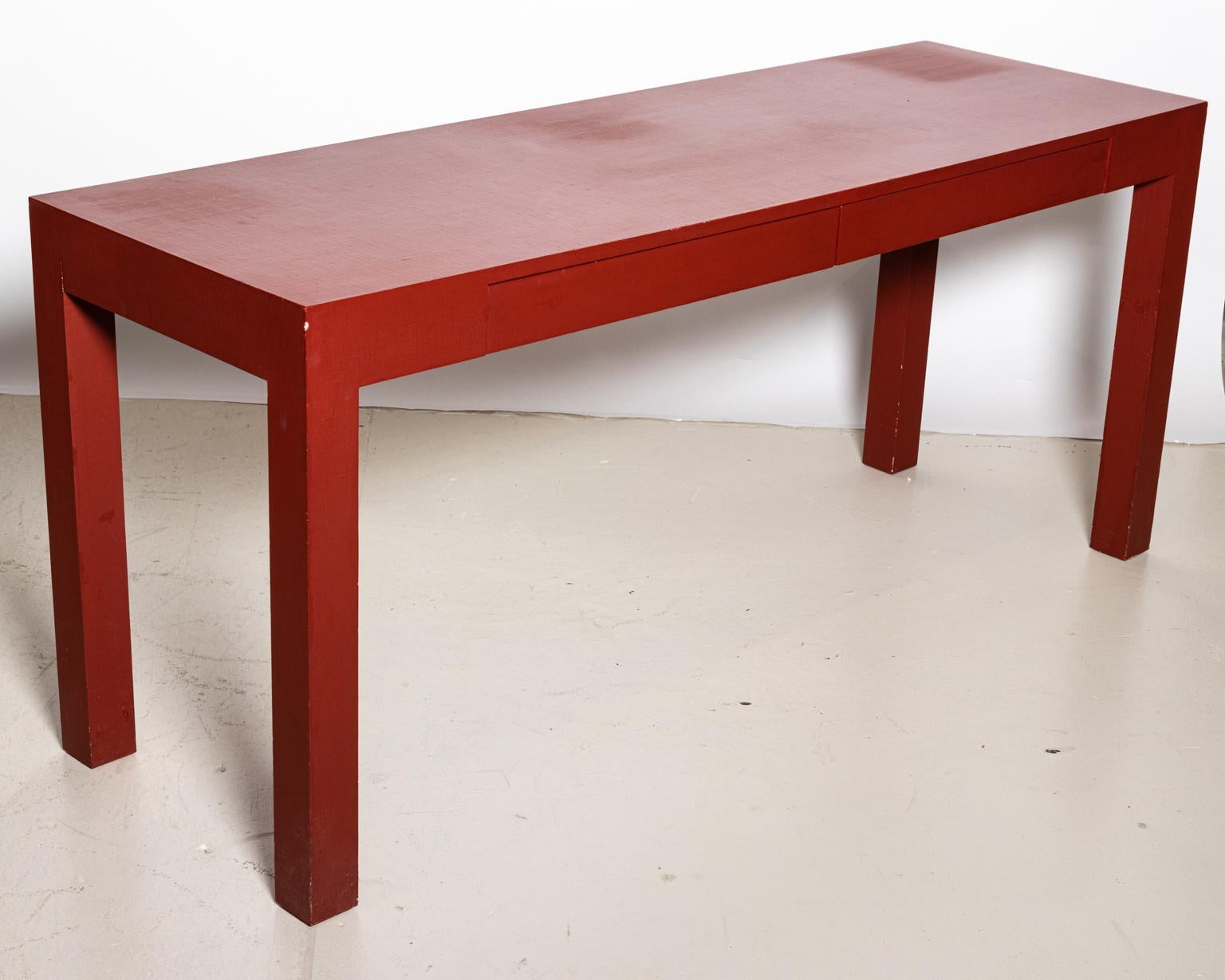 Red Painted Console Table with Two Drawers 2