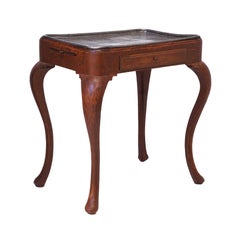 Red Painted Danish Rococo Pewter Top Table with Extractions for Candles