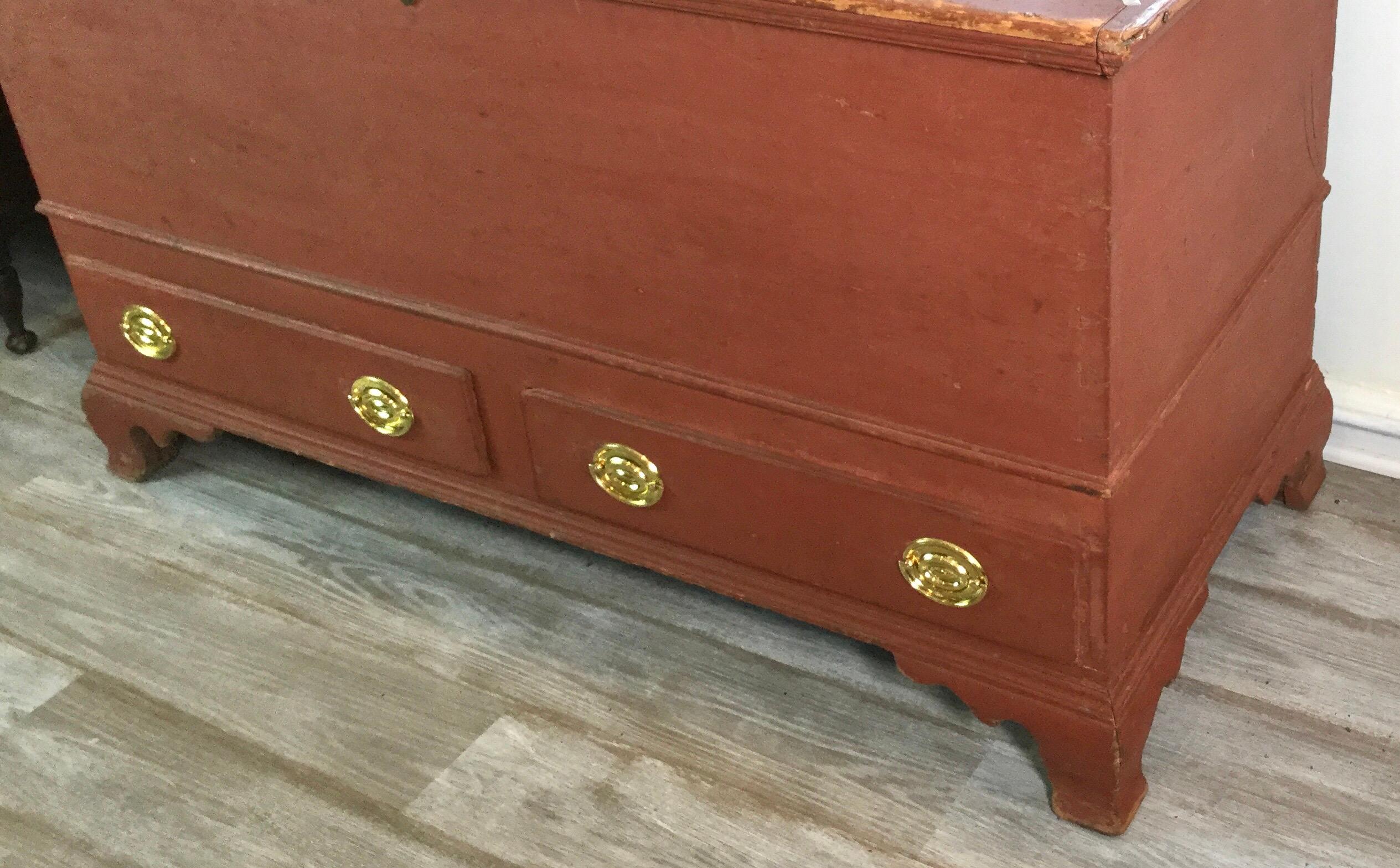 American Red Painted Dower Chest, circa 1800 For Sale