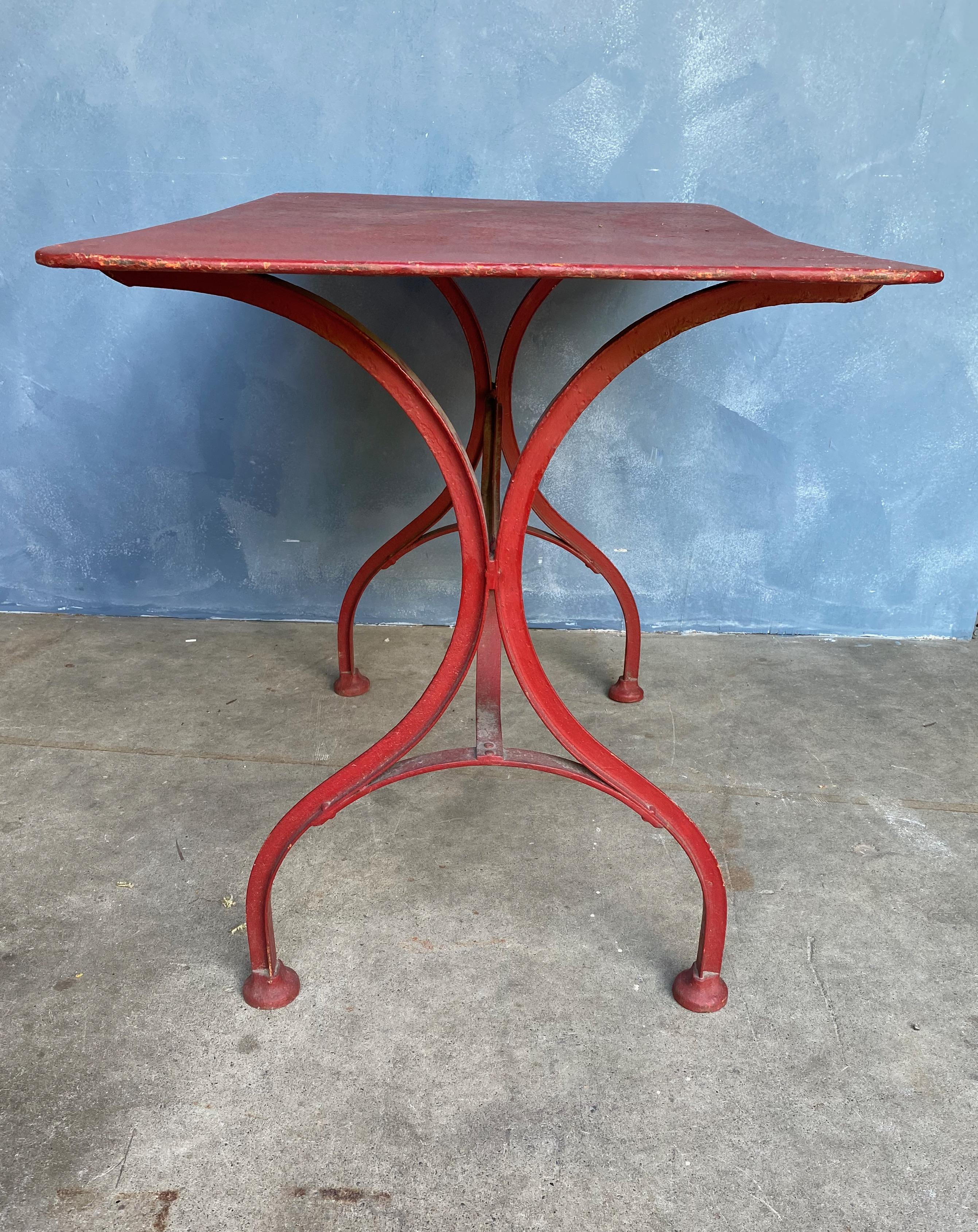 red garden table