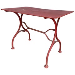 Roter lackierter französischer Gartentisch aus Eisen