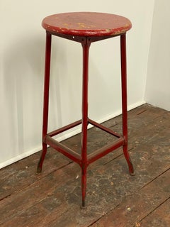 Red Painted Industrial Studio Stool, Toledo Metal Furniture